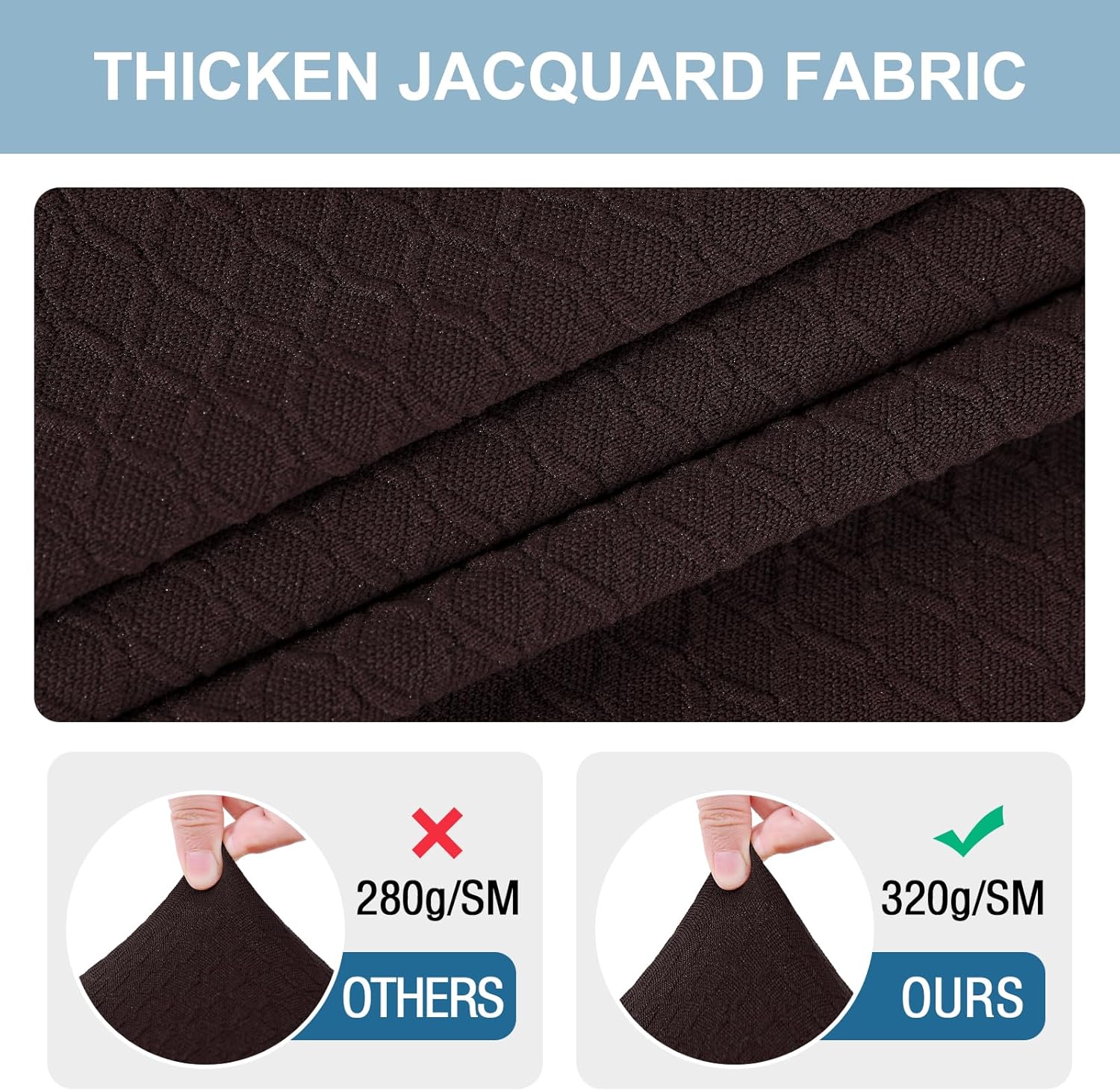 Smiry Stretch Jacquard Seat Covers for Dining Room Chairs Set of 4, Removable Washable Chair Seat Protector Slipcovers, No Rear Covers, Brown