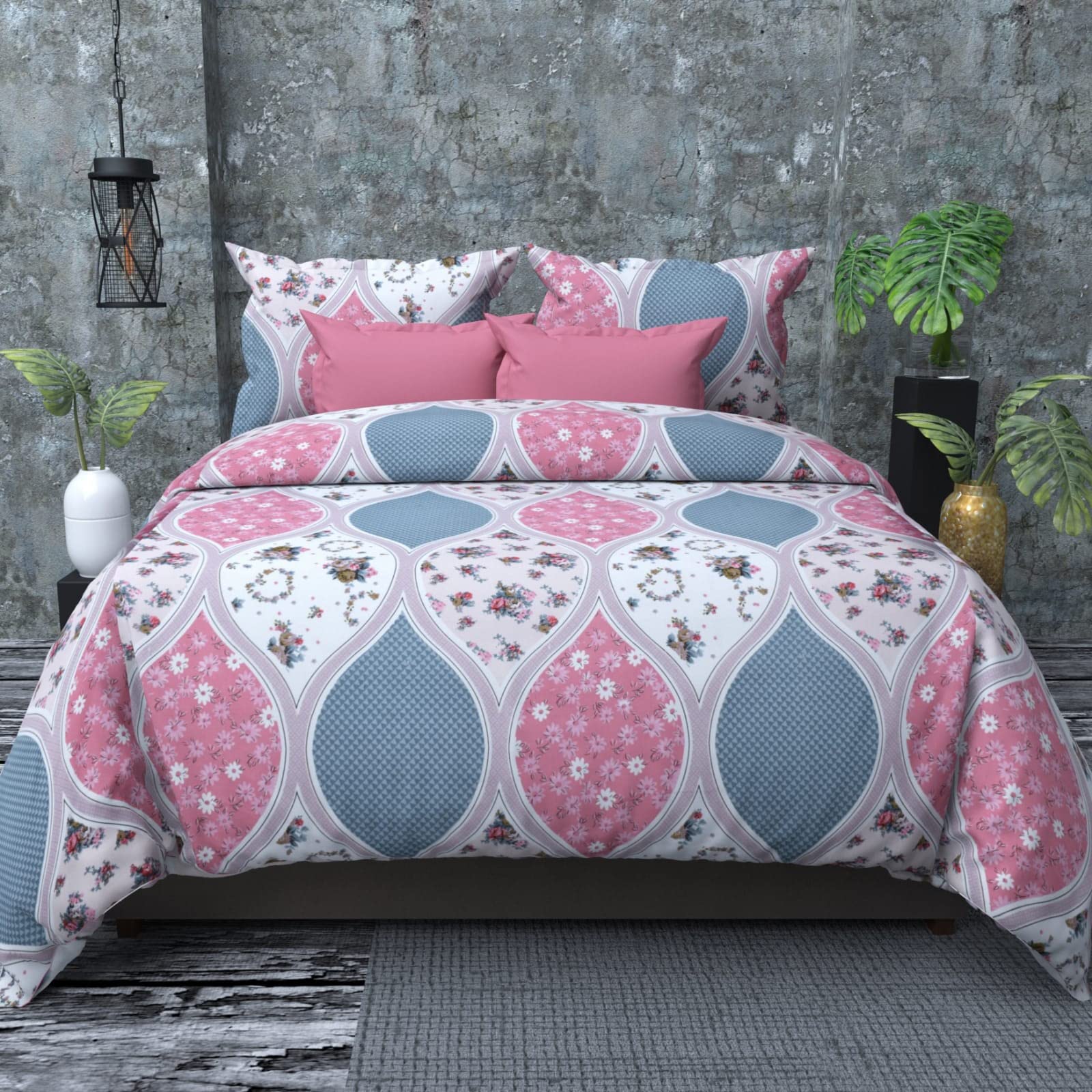 Vevique 210 TC Cotton Feel Glace Cotton Floral Design Print Mix N Match Bedsheet for Double Bed with 2 Pillow Bed Cover | Pink | Bedsheet Size - 90 * 100 inch | Pillow Size - 17 * 27 inch (B0B572VQG3) Amazon Price History, Amazon Price Tracker
