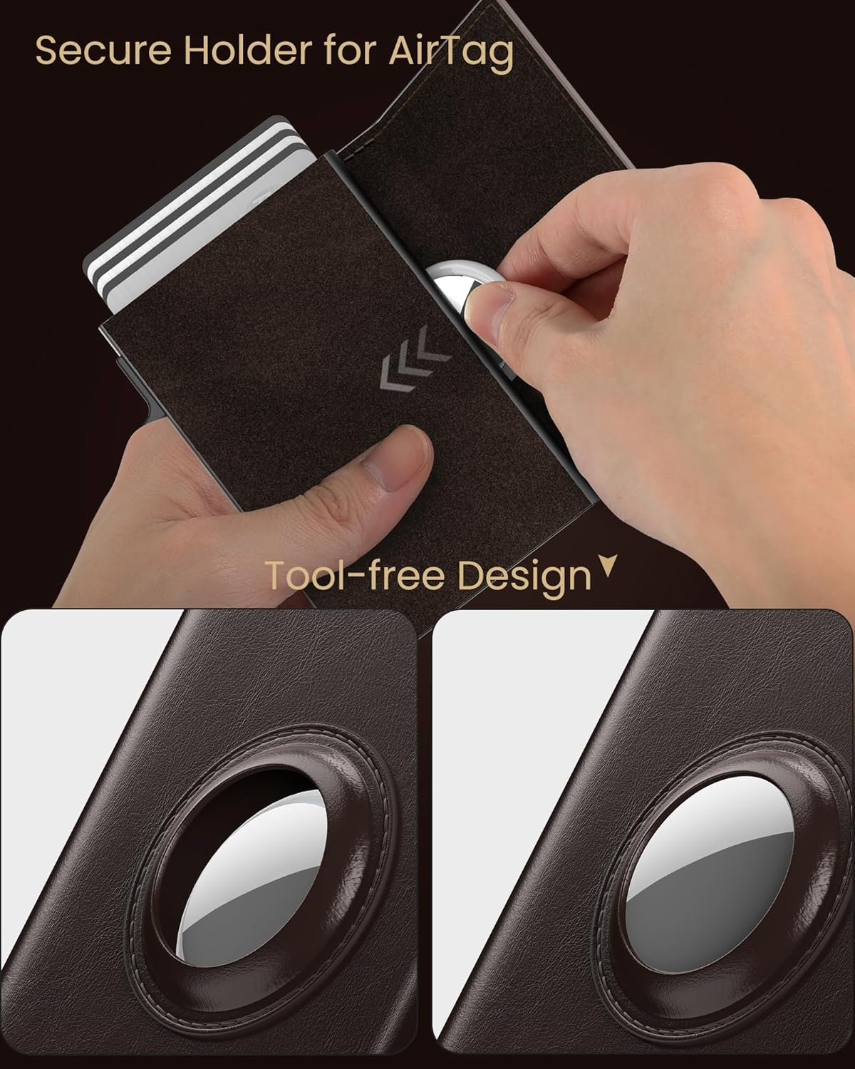 typecase Mens Wallet Card Holder for AirTag: Leather Smart Wallet for Men Compatible with Apple Air Tag, RFID Blocking, Slim, Minimalist - 9-14 Card Capacity | ID Window | Cash Slot (Dark Brown) - Image 6
