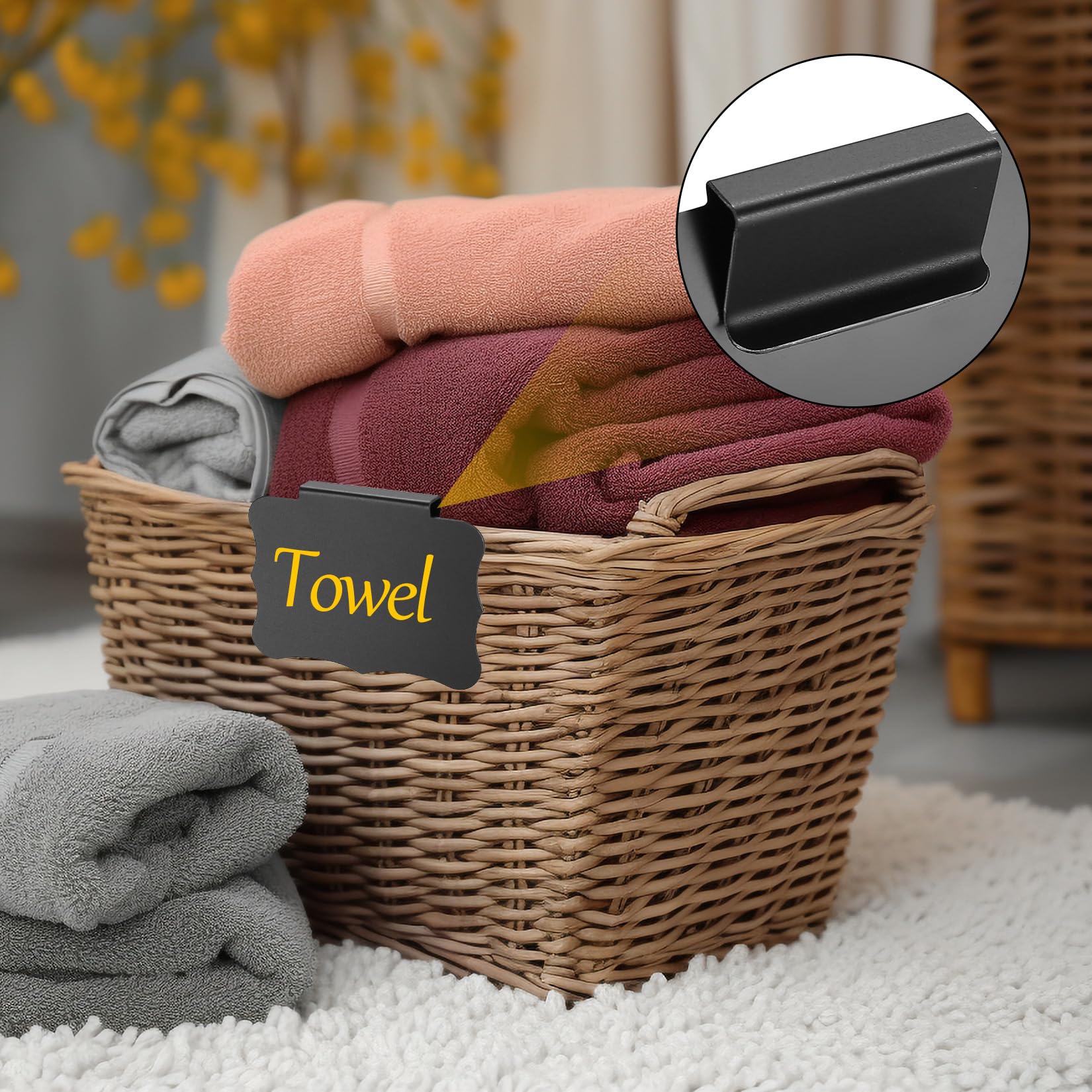 24 etikettenhouders voor mand, pvc, zwarte etikettenhouder, clip, etiketten voor voorraadkamer, etiketten voor manden, opbergmand, organisatiedoos
