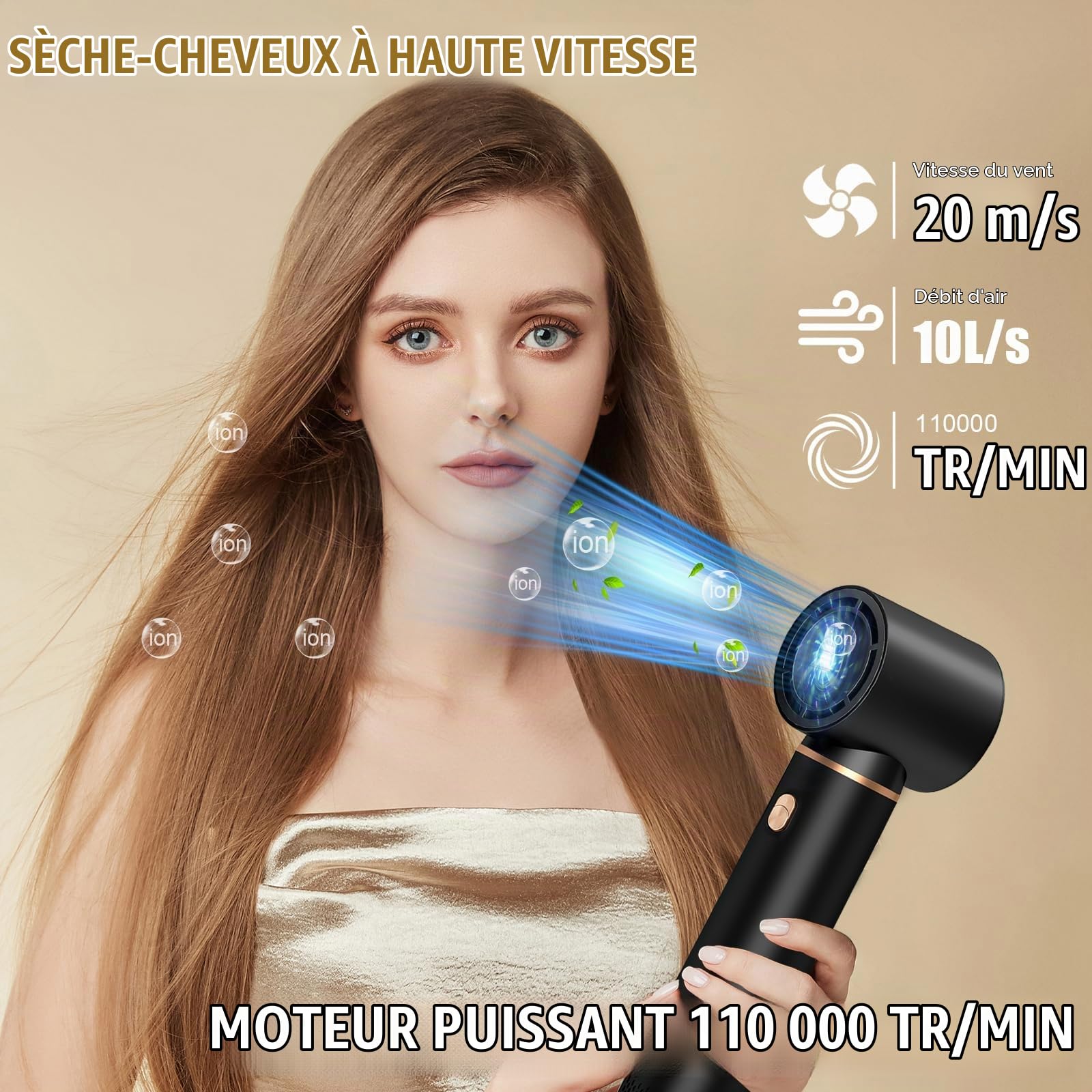 Brosse Soufflante 5 en 1, Seche Cheveux 1000W, Air Styler avec 5 Accessoires, Brosse Soufflante, Fer a Boucler, Thermal Brush, Brosse Lissante Seche Cheveux pour Sécher, Boucler, Lisser