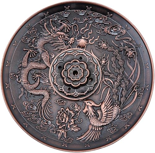 Miniatura 3 de Placa de incensario de aleación de zinc para quemador de incienso, placa de incensario con patrón de dragón para dormitorio, templo, oficina, hotel