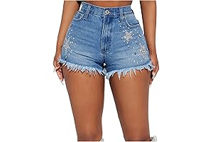 High Waist Sparkly Jean Shorts