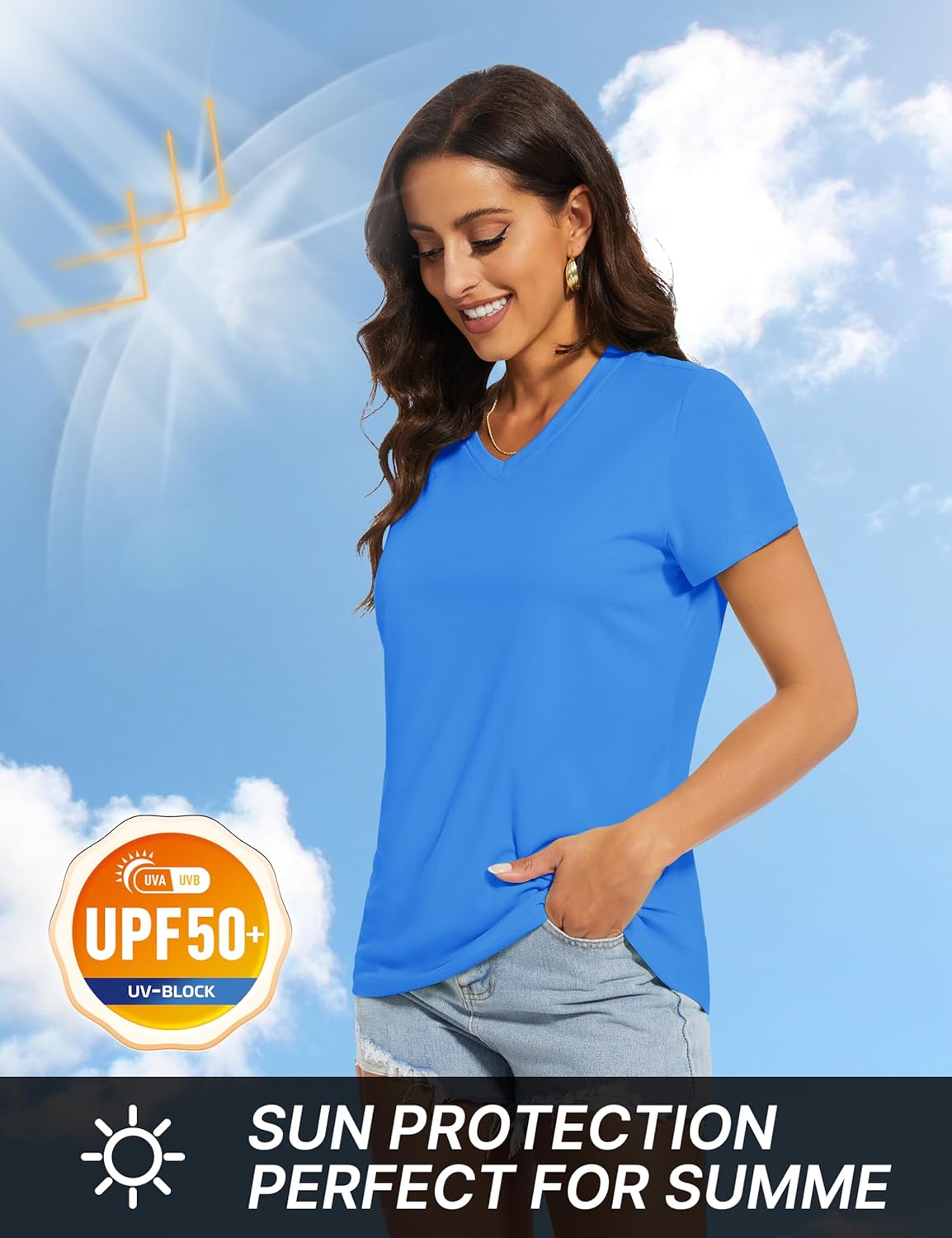 TACVASEN Women's V-Neck T Shirts Short Sleeve UPF 50+ Sun Protection Performance Quick Dry Athletic Workout Tee Tops - Image 4
