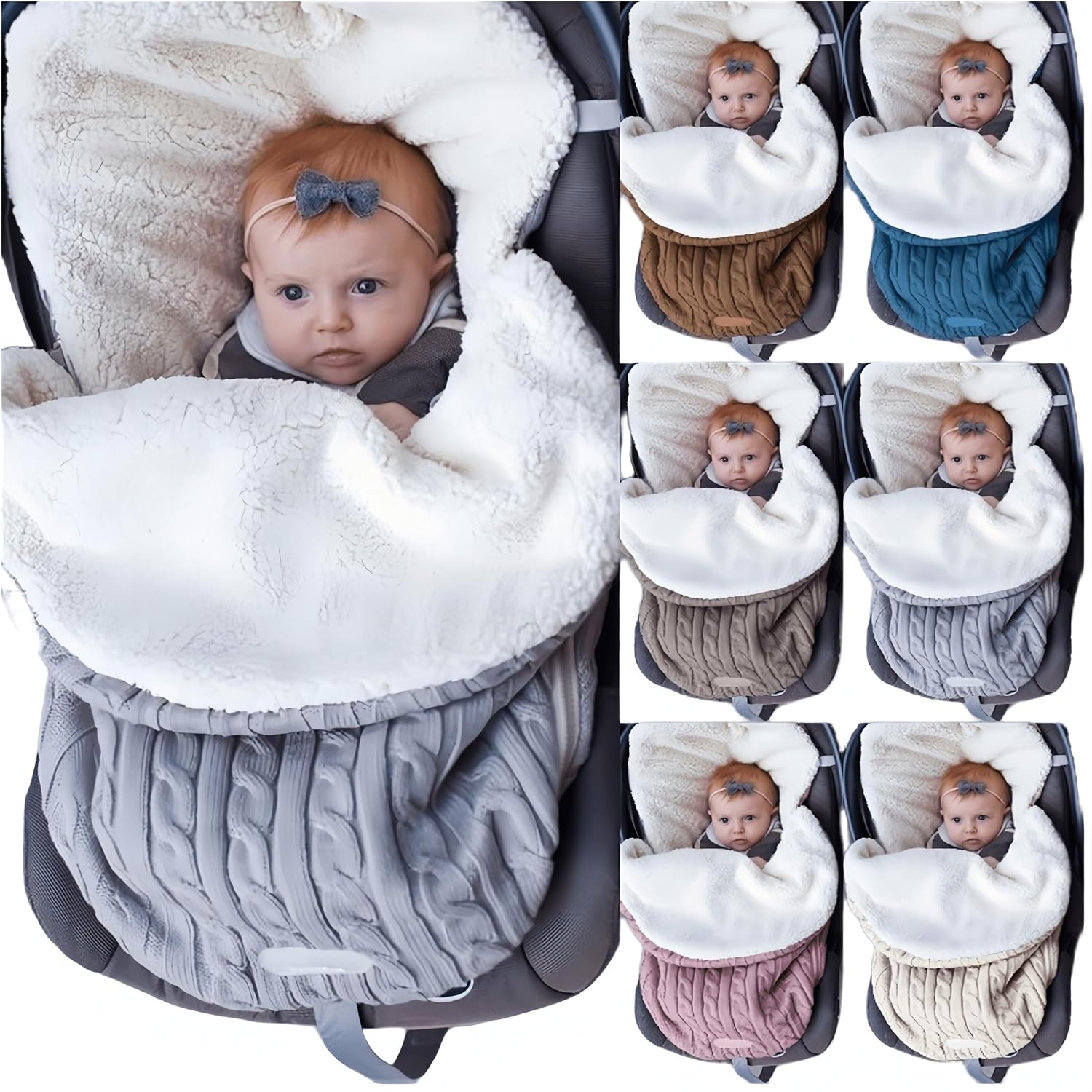 Baby Girls Boys Wrap Swaddle Blankets Newborn Infant Knit Plush Receiving Winter Warm Blankets Soft Comfort Sleeping Sack