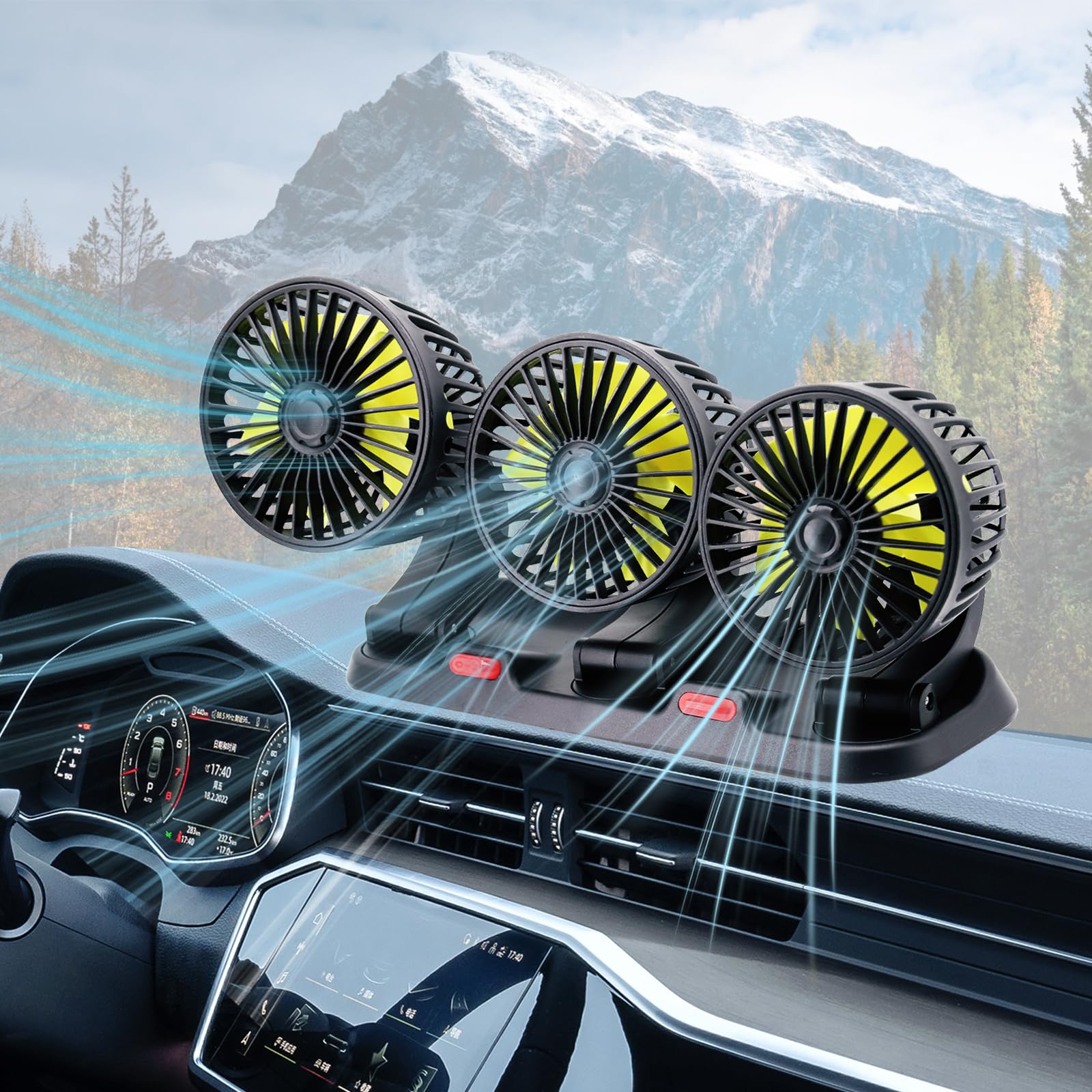 Triple-Head Fan for Car