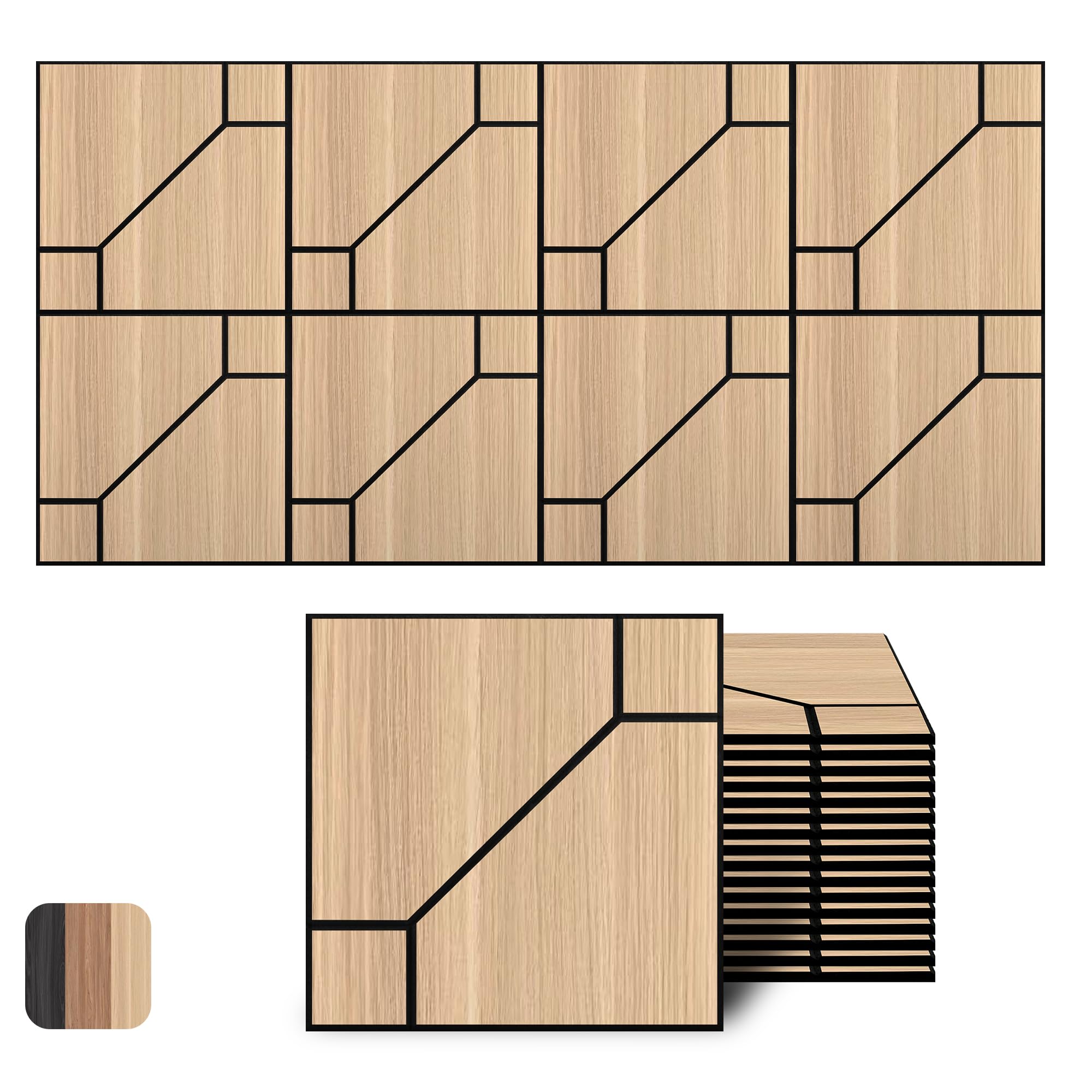 WoveN SounD Acoustic Wall Panels, Natural Oak, 16 Pack, 12x12 in