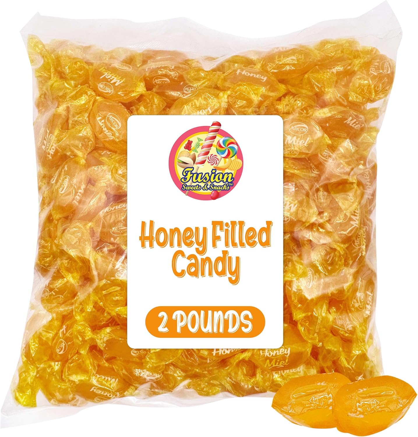 ey Filled Hard Candy - Indivily Wrapped ey Hard Candy - 2 Pound