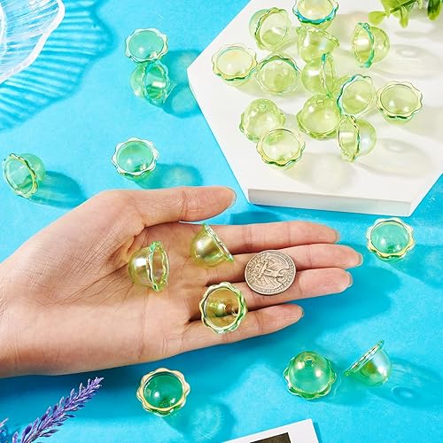 Vista 217 de FASHEWELRY 10 cuentas de cristal hechas a mano, cuentas florales de cristal, cuentas espaciadoras de flores de trompeta transparentes, cuentas