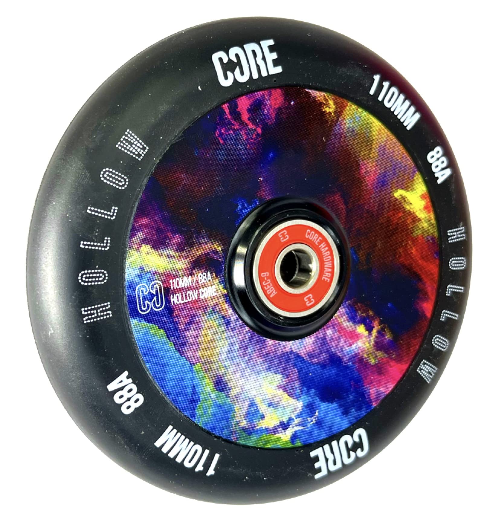 Scooters Core V2 Hollowcore Rouleau de rechange pour trottinette avec autocollant Fantic26 (V2 Galaxy/Pu Noir) 110 mm