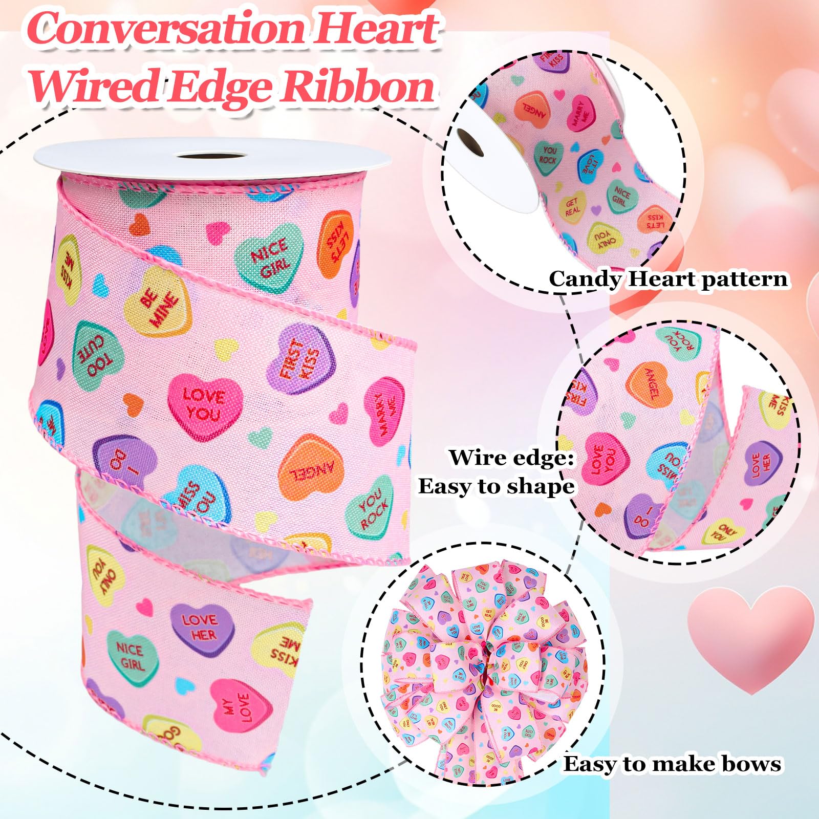 Amazon.com: JarThenaAMCS Valentine's Day Wired Edge Ribbon