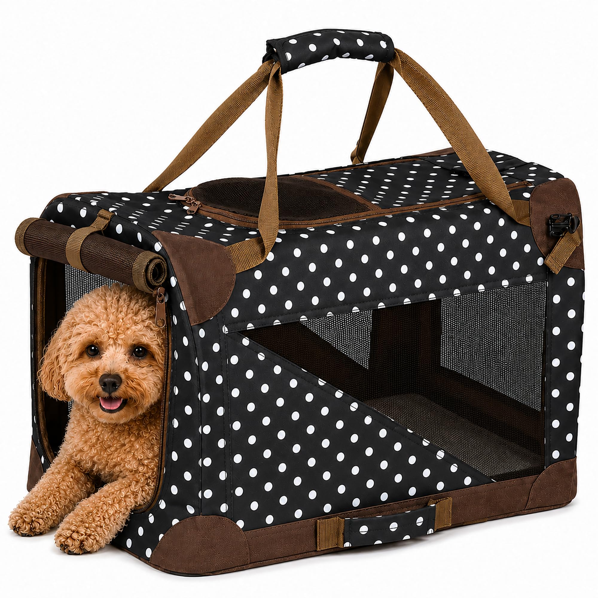 Pet Life ® Vista-View 360 Degree Zippered and Collapsible Soft Folding Pet Dog Crate Travel Dog Kennel with Zippered Entrances