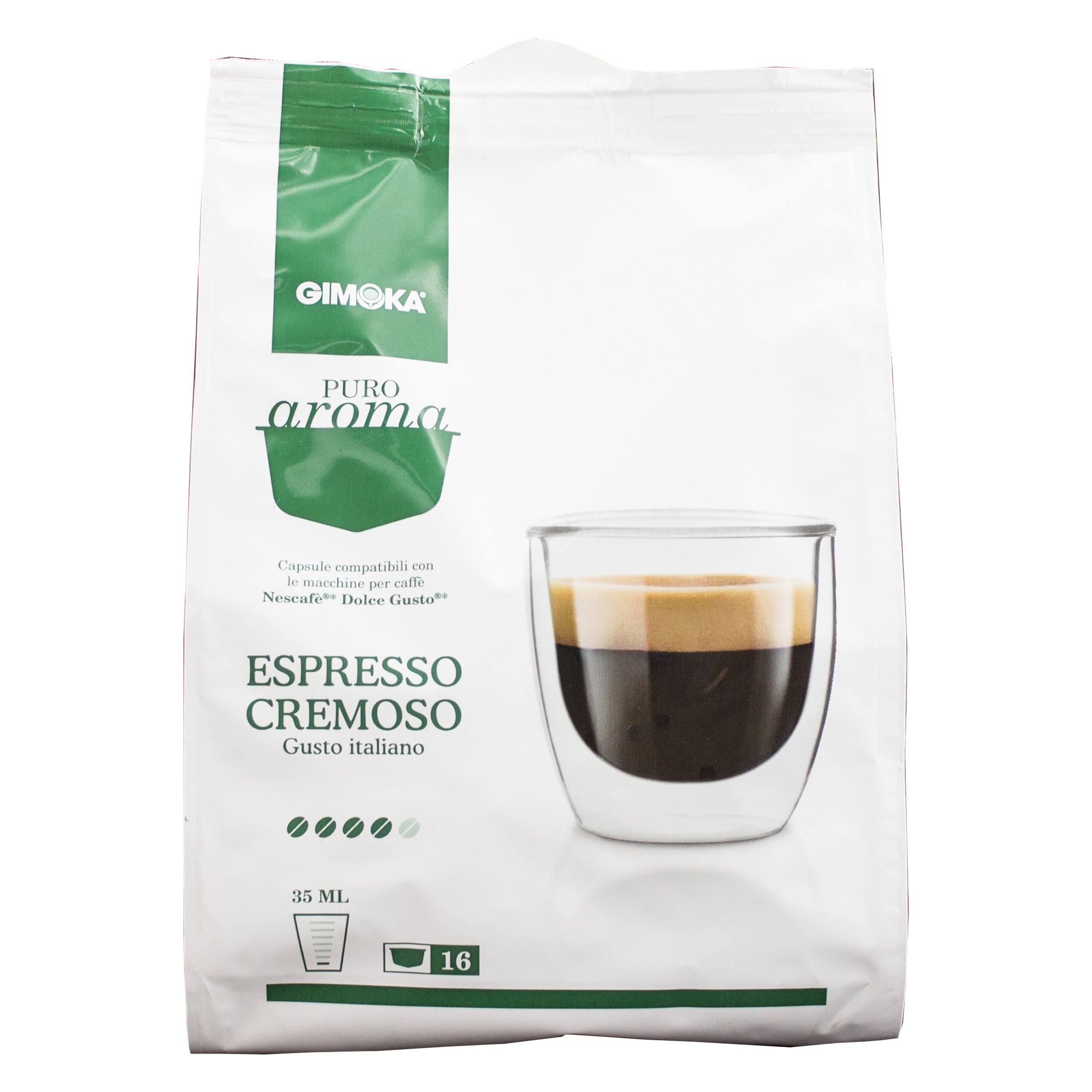 Puro Aroma Espresso Gimoka Cremoso, Gusto Italiano, café, cápsulas Nescafé Dolce Gusto compatible, verde, 160 cápsulas