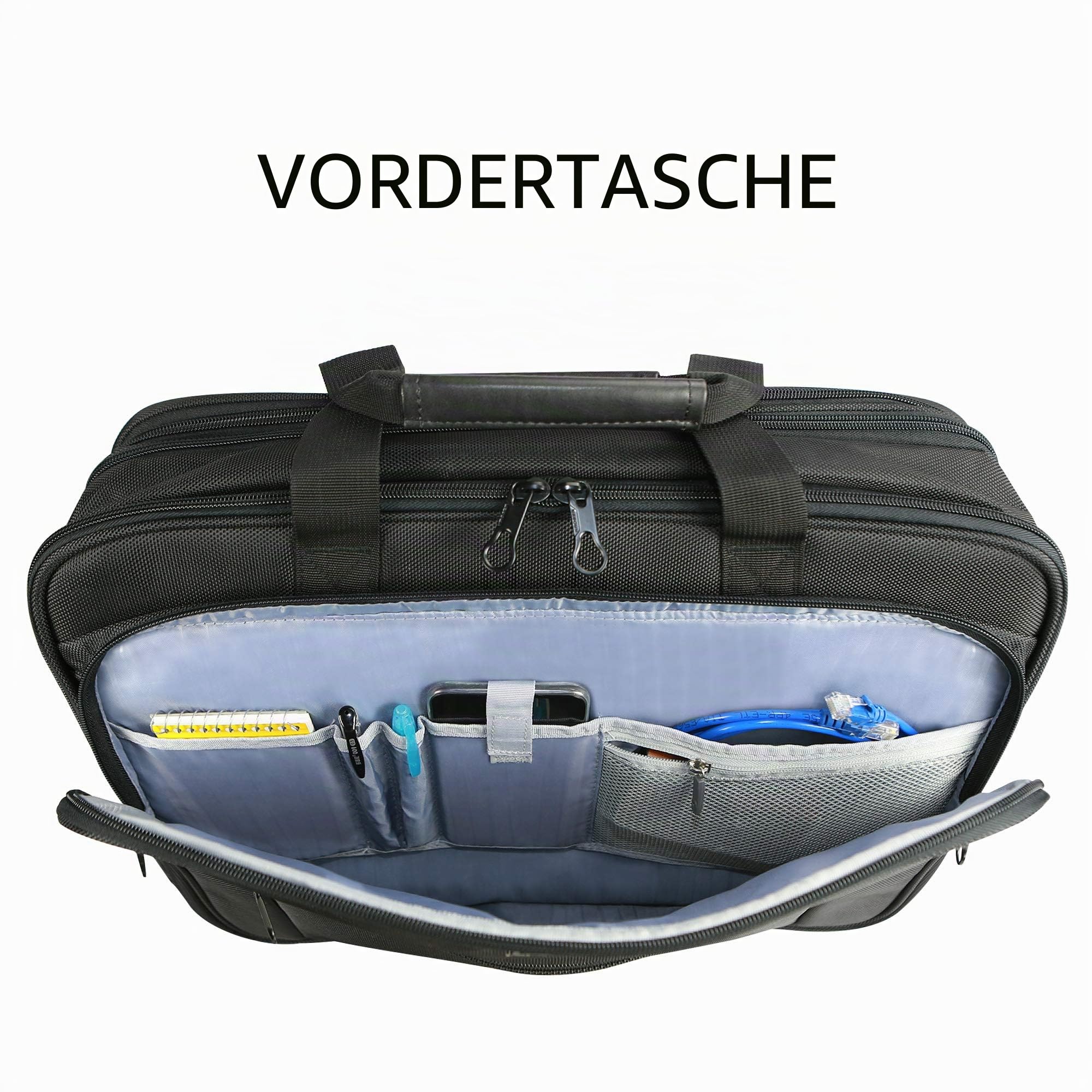 KROSER Laptop Tasche XXL 18,5 Zoll Wasserabweisend Umhängetasche Erweiterbar Business Aktentasche Schwarz