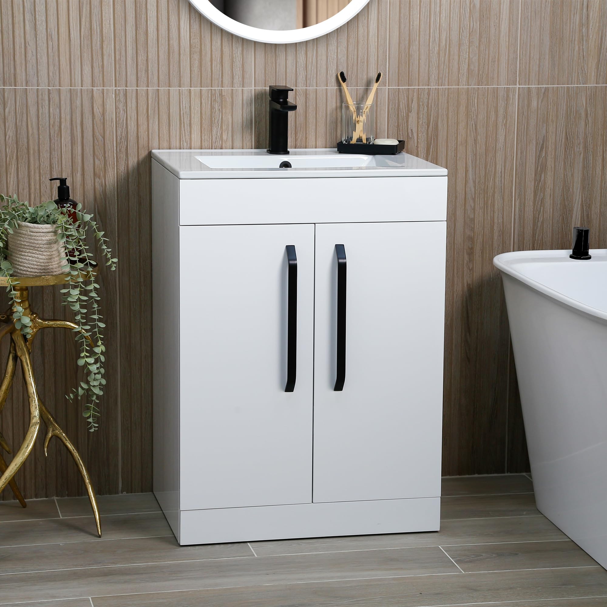 Valta 615mm White Vanity Unit Under Sink Bathroom Cabinet Fully ...
