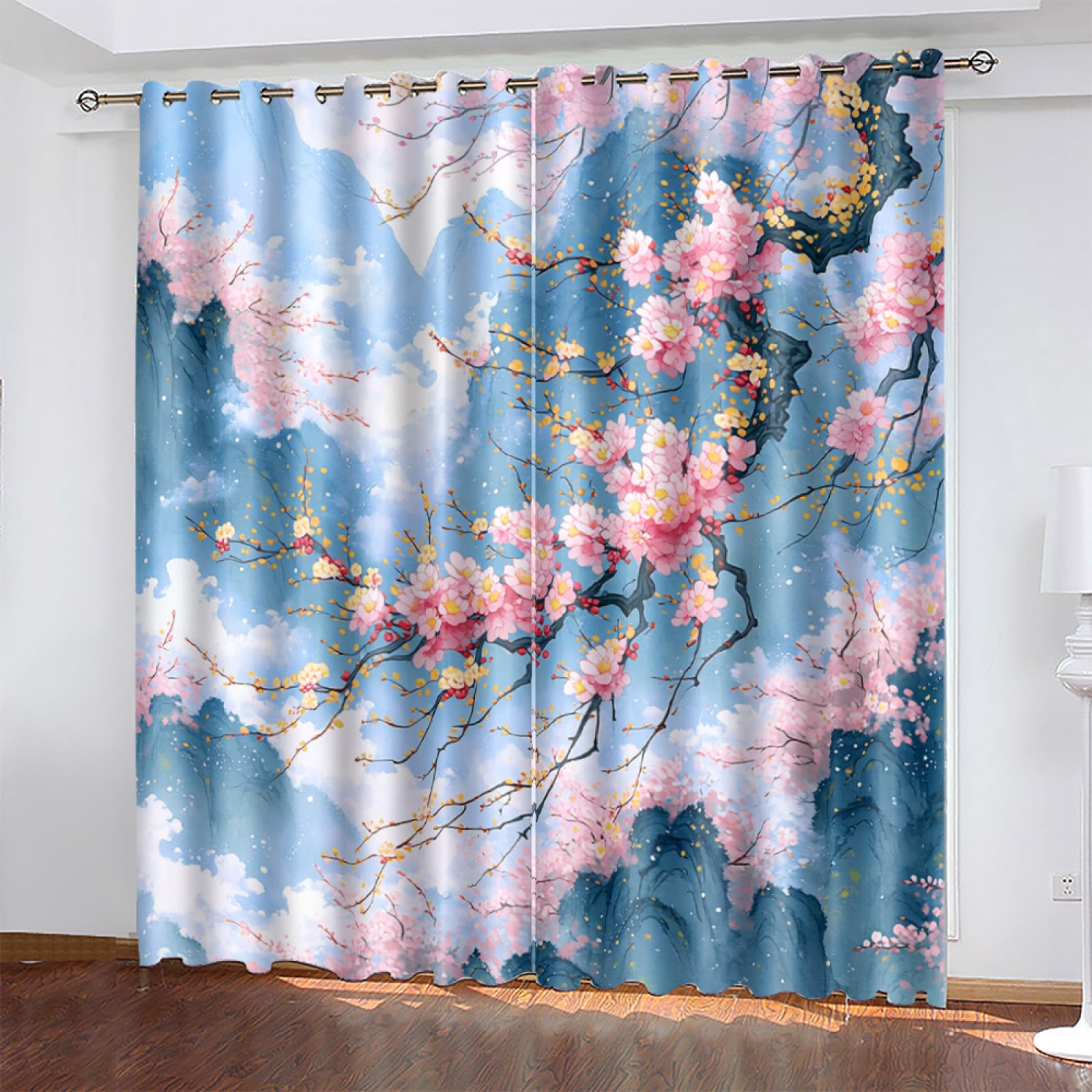 Rideau occultant thermique rose et bleu pour isolation froid