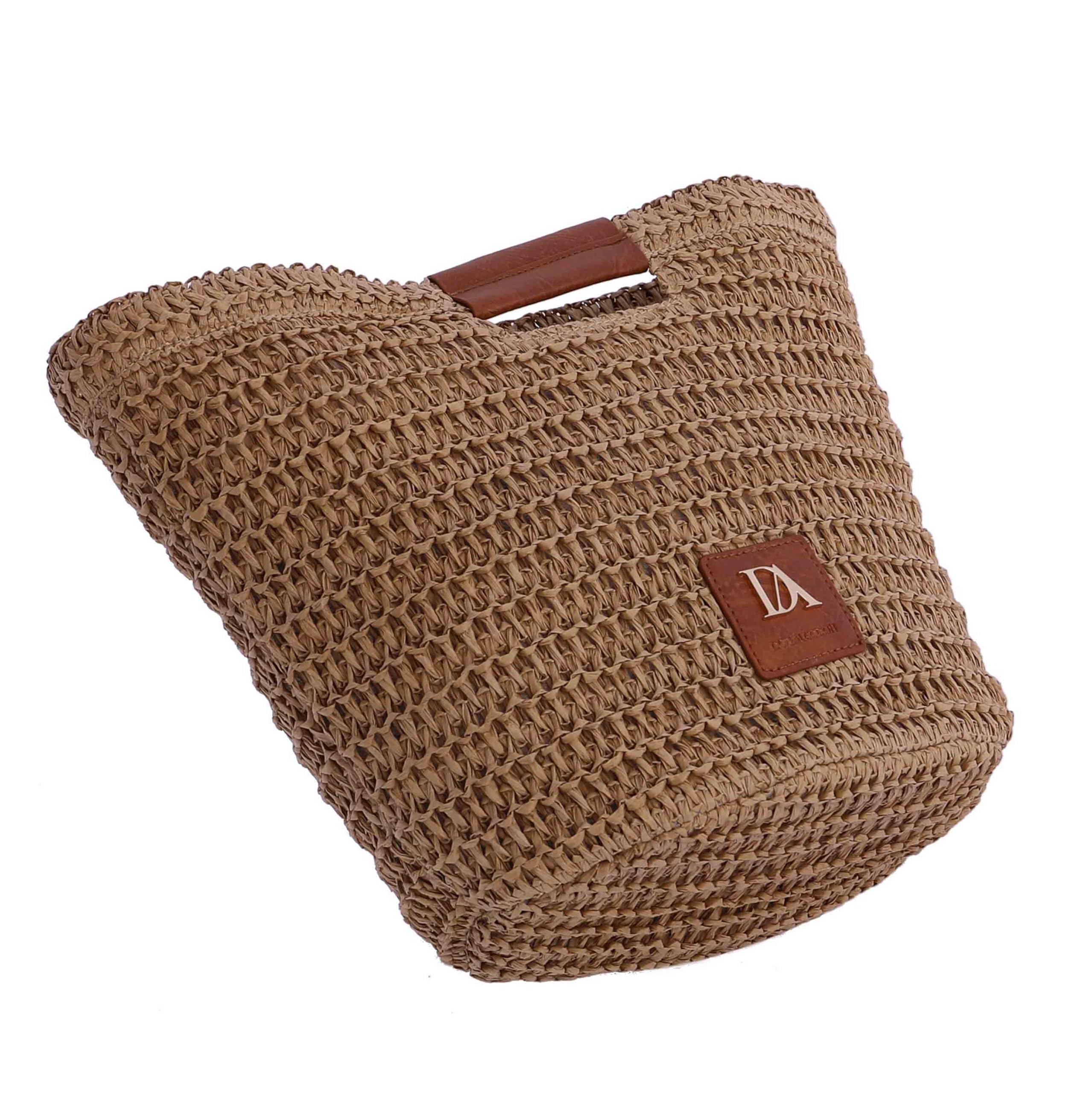 DON ALGODON - Bolso de mano de rafia para mujer - Bolso mano playa mujer - Bolsa playa para mujer Silene
