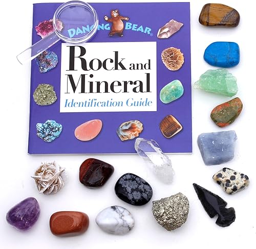 Miniatura 5 de DANCING BEAR -Colección Rock & Mineral de 15 piezas con caja de coleccionistavitrina, hoja de identificación, libro de roca, lupa, juego de