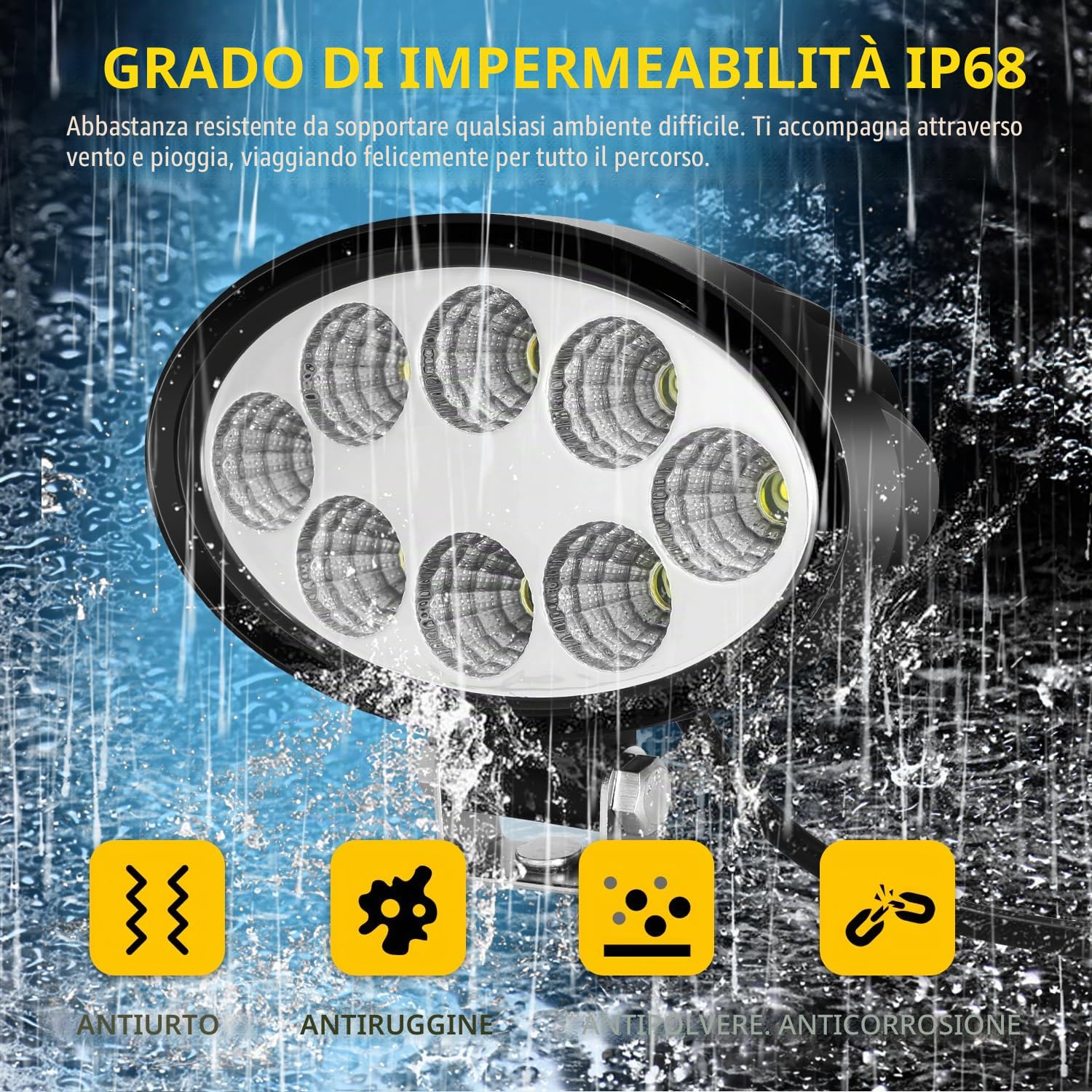 4X 24W Fari da lavoro LED ovali Offroad 12V24V IP68 per trattore SUV