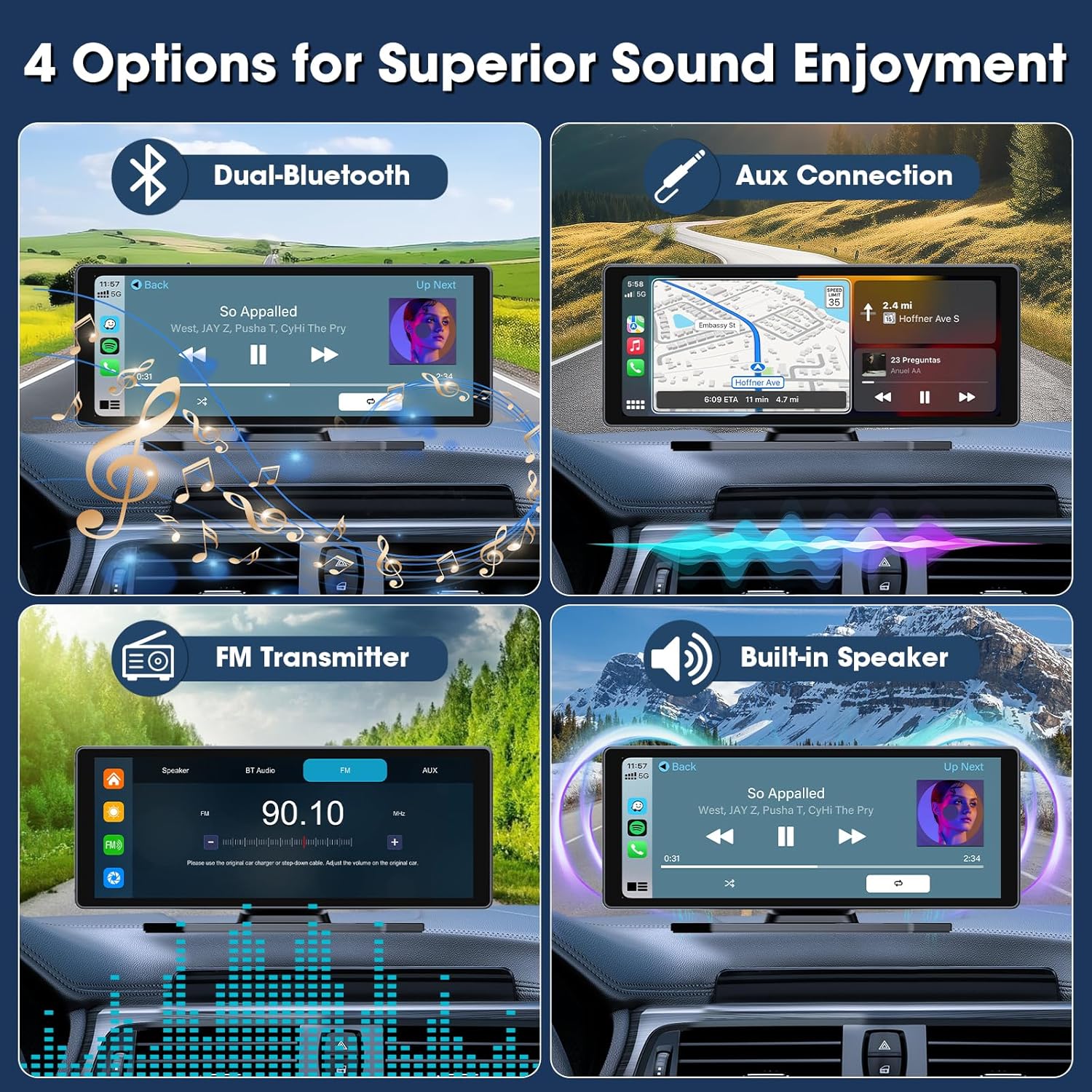 Multiple installation methods for the Carplay screen