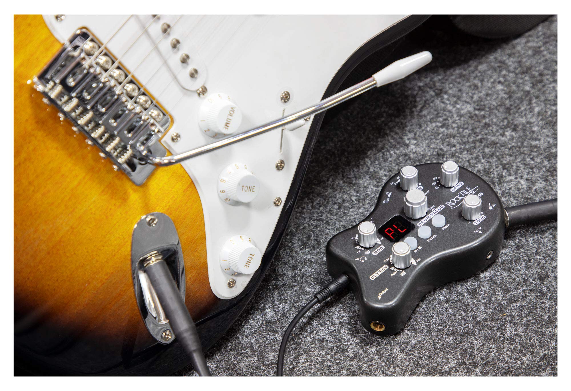 Rocktile GP-10 Amplificateur Casque & Multi-effets, Réglages Gain et Tone | Amplificateur casque portable et multi-effets, 6 modèles d’ampli haut de gamme, Simulation d’enceinte commutable, Flanger