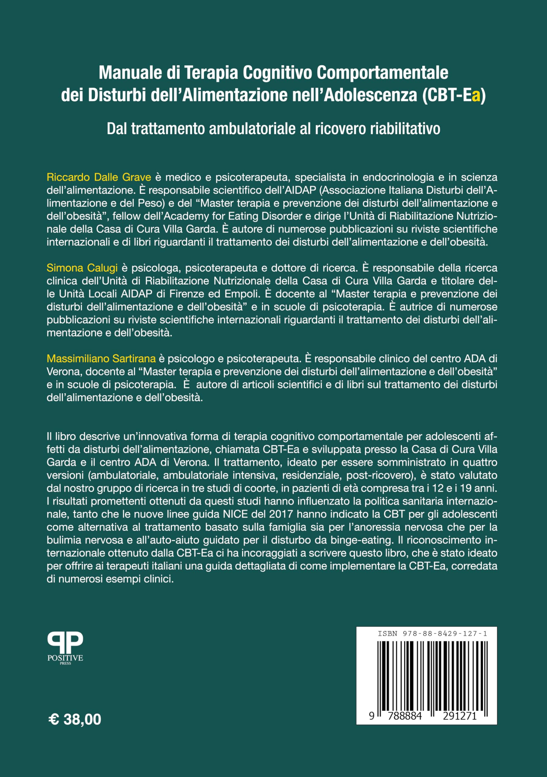 Manuale di terapia cognitivo comportamentale dei disturbi dell'alimentazione nell'adolescenza (CBT-Ea). Dal trattamento ambulatoriale al ricovero riabilitativo