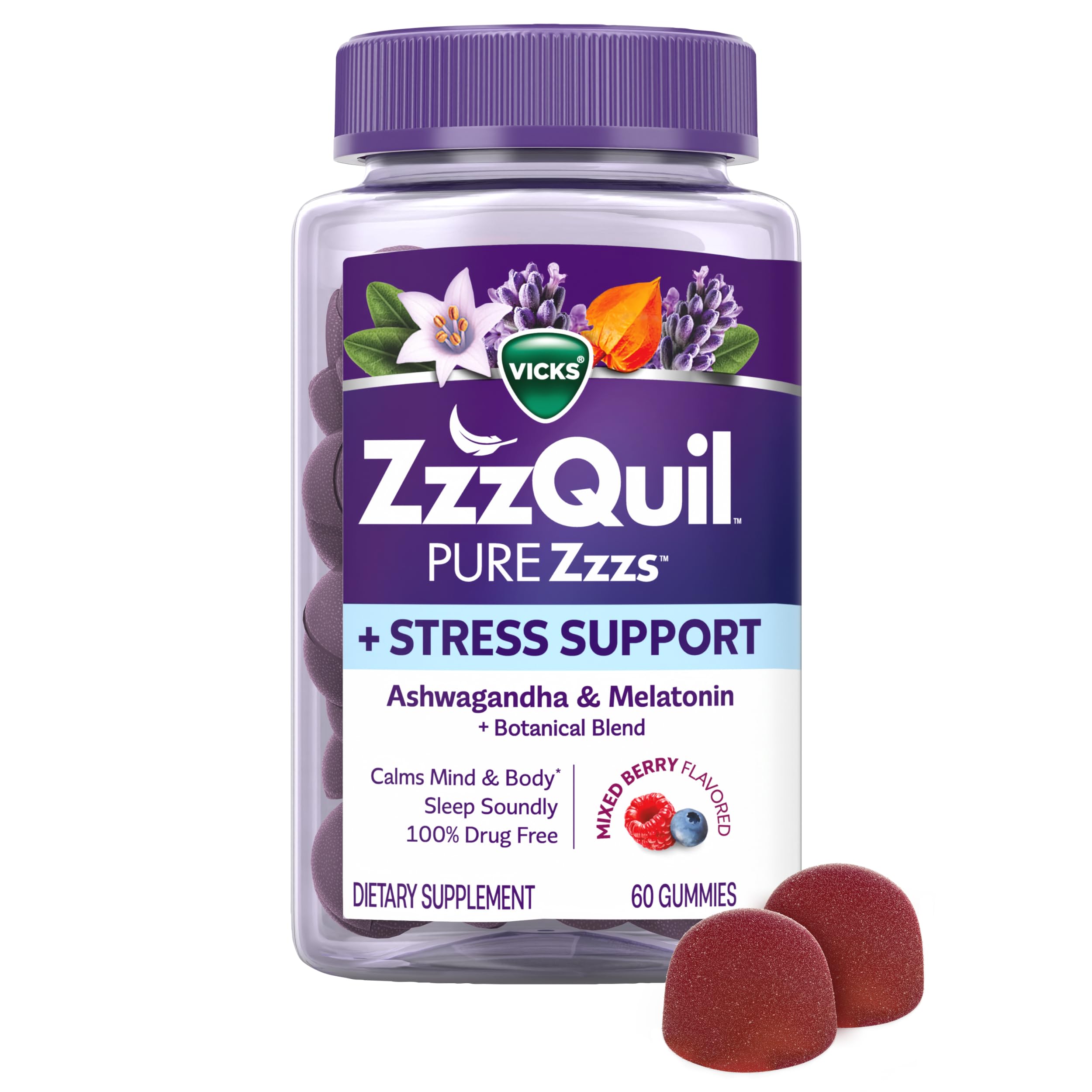 Amazon.com: ZzzQuil PURE Zzzs De-Stress 2mg Melatonin Gummies