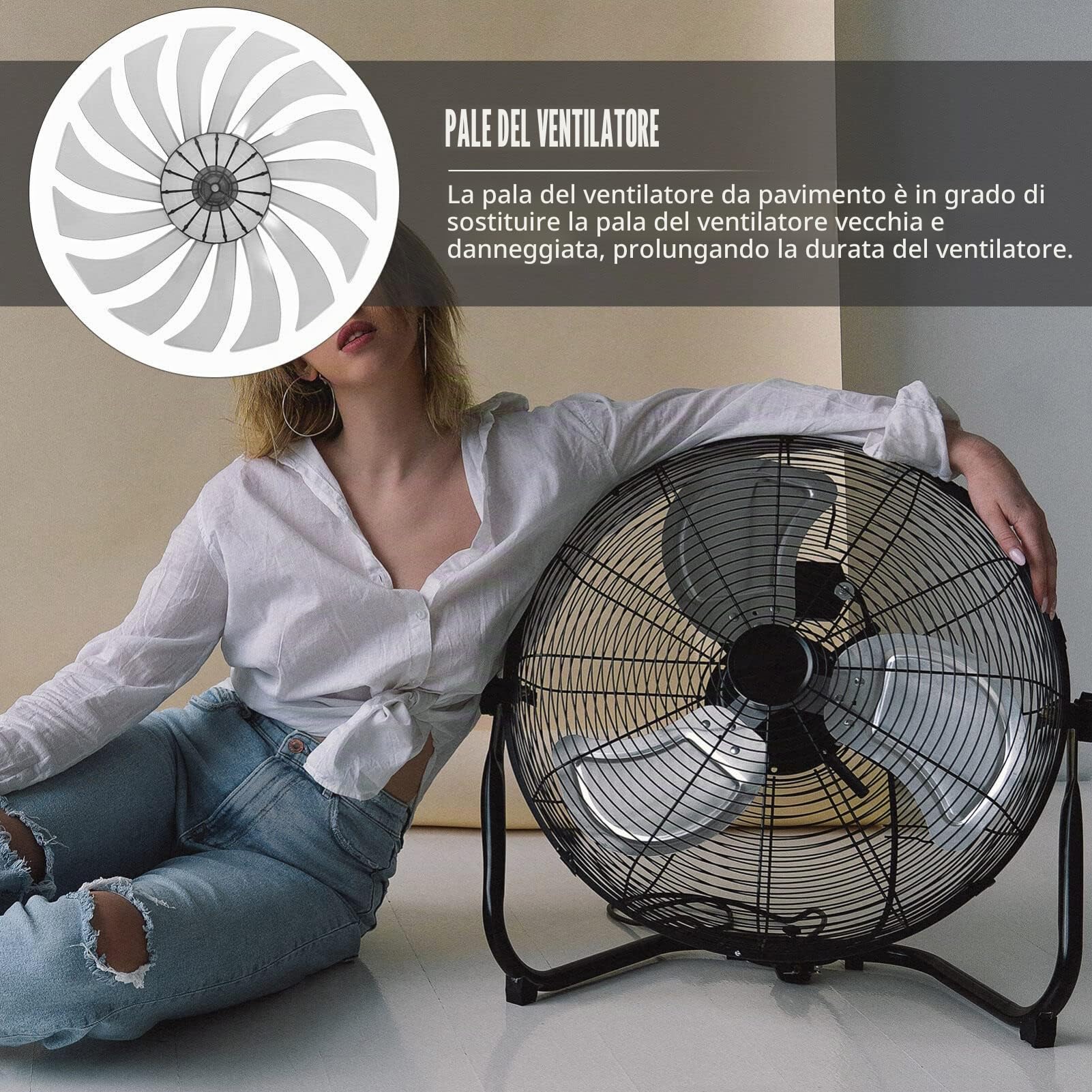 DOITOOL Pale di ricambio per ventola da 14 pollici in plastica universale, 15 fogli, pale per ventole elettriche, ventilatore a pavimento, accessori ventole in plastica