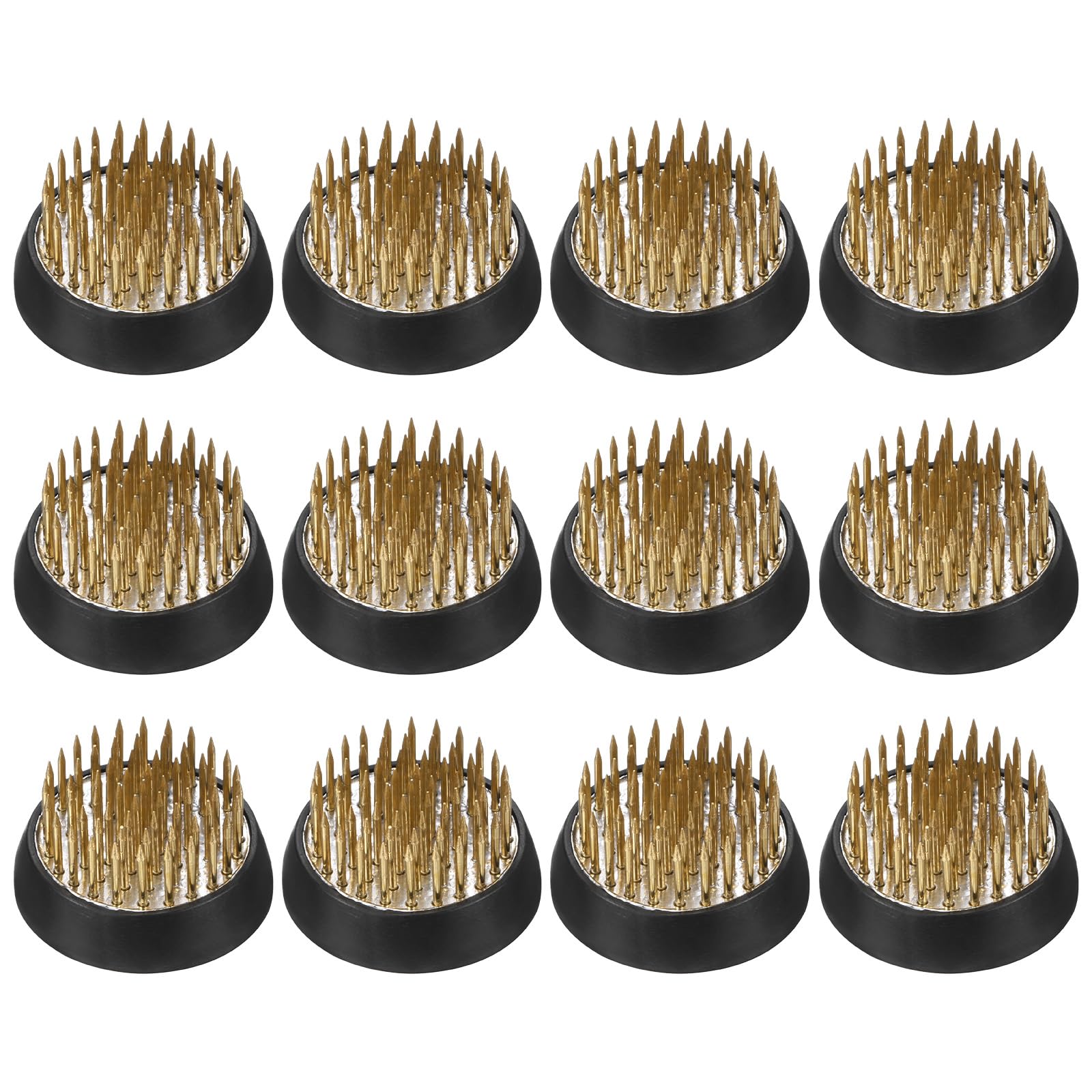 M METERXITY 12-Pcs Flower Frog 1.34" Round Copper Floral Arranger Pins Ikebana Holder W Rubber Base pour Flower Arrangements/Craft Plant/Home Decor, Floral Kenzan Fixed Tool [1.1cm Pins]