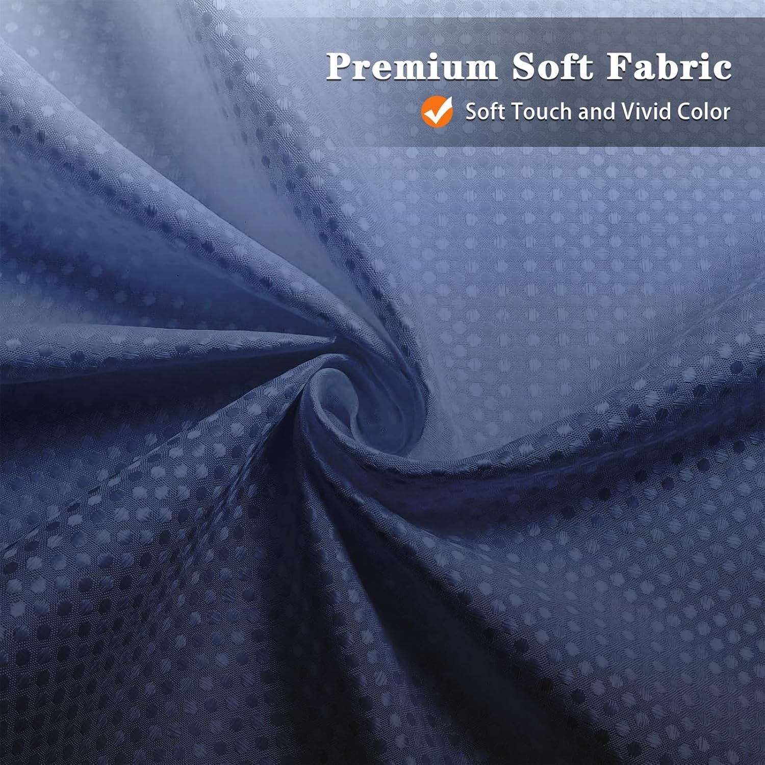 Navy Blue Ombre Waffle Textured Cloth Shower Curtain Set, Modern Gradient Bathroom Window Waterproof Shower Curtains for Bathroom Decor