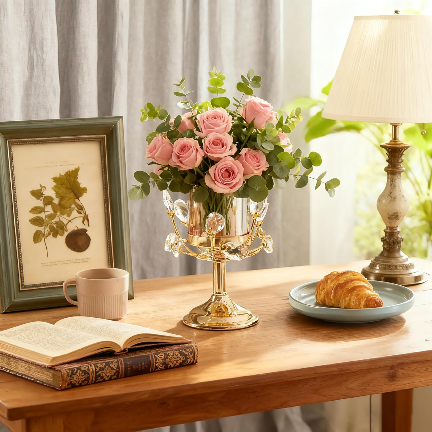 Gold Hurricane Candle Holder, Crystal Candle Holders for Pillar Candles with Clear Glass Sleeve - Elegant Centerpiece for Weddings, Dinners, Party Decor - Image 8