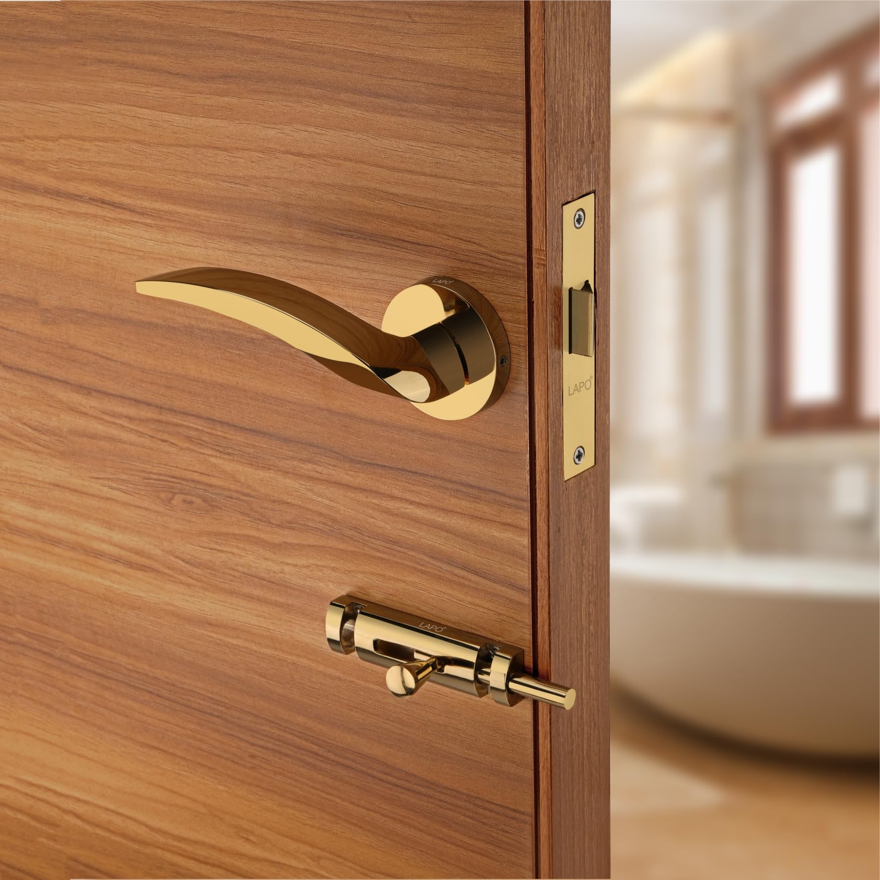 LAPO Full Brass Mortise Door Locks Handle Set for Bathroom Door, Balcony and Storeroom Door, Weatherproof Door Lock with Brass Baby Latch | PVD Gold Finish | 3 Years Warranty Ro-115 (B0BGH52LX1) Amazon Price History, Amazon Price Tracker