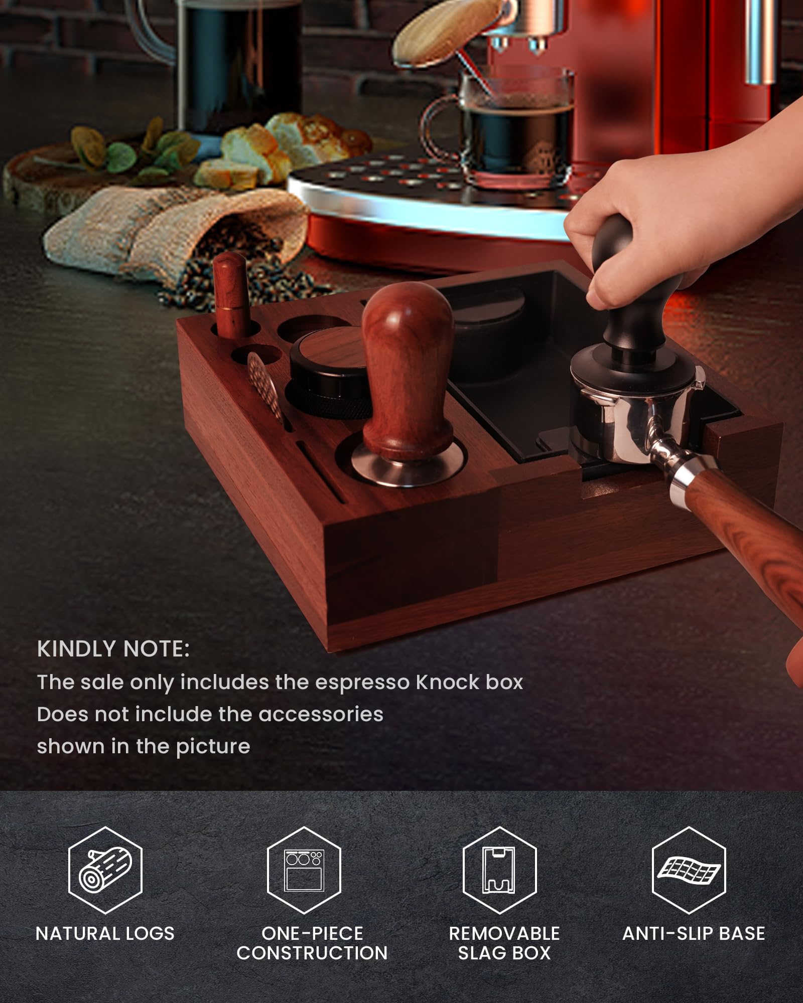 Station De Tassage 9 En 1 Pour Barista - Tamper Station 51-58 Mm Avec Knock Box, Bois Sapele & Fer, Organiseur Espresso
