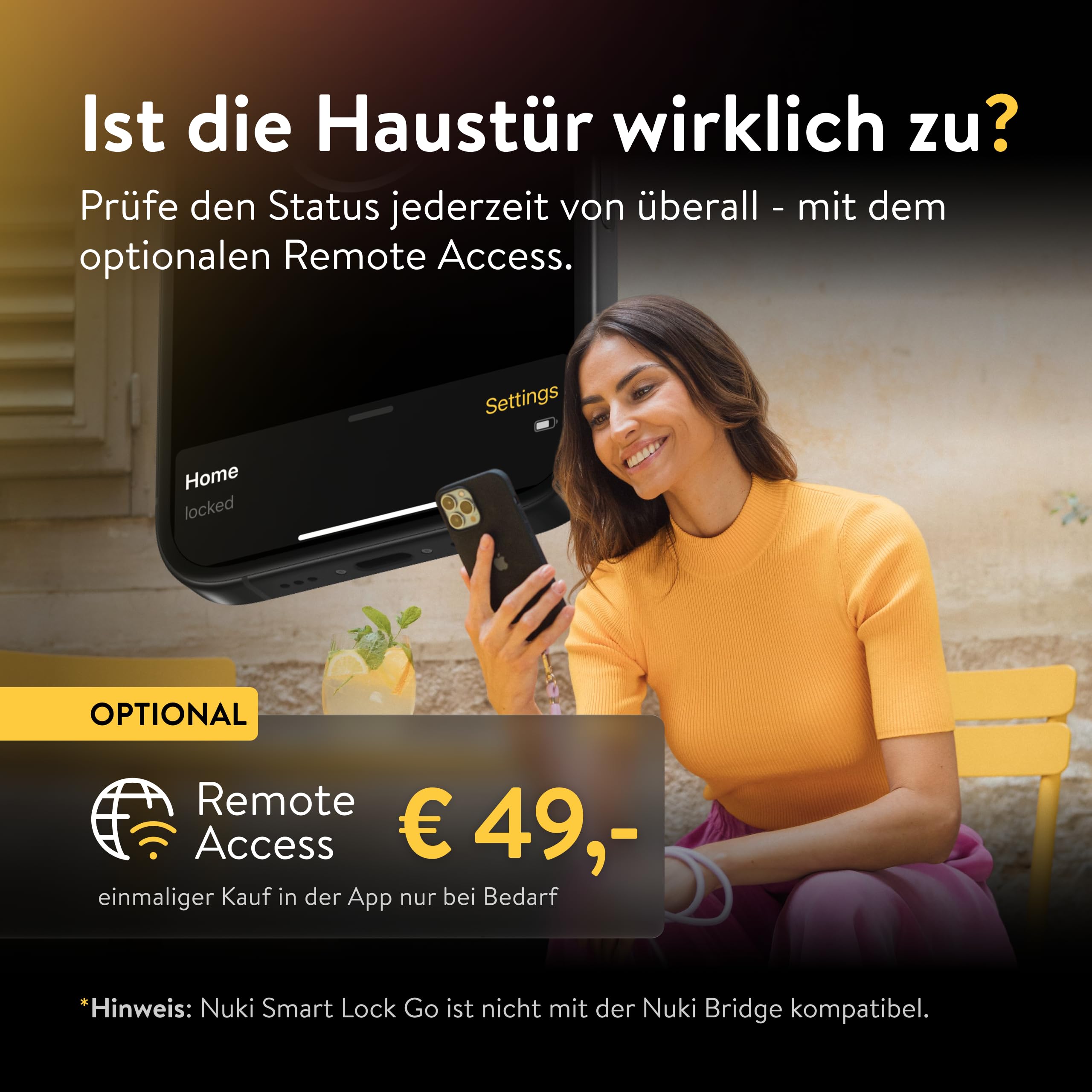 Nuki Smart Lock Go (2025) Bluetooth WLAN Matter elektronisches Türschloss Smartphone Schlüssel Nachrüsten ohne Zylindertausch