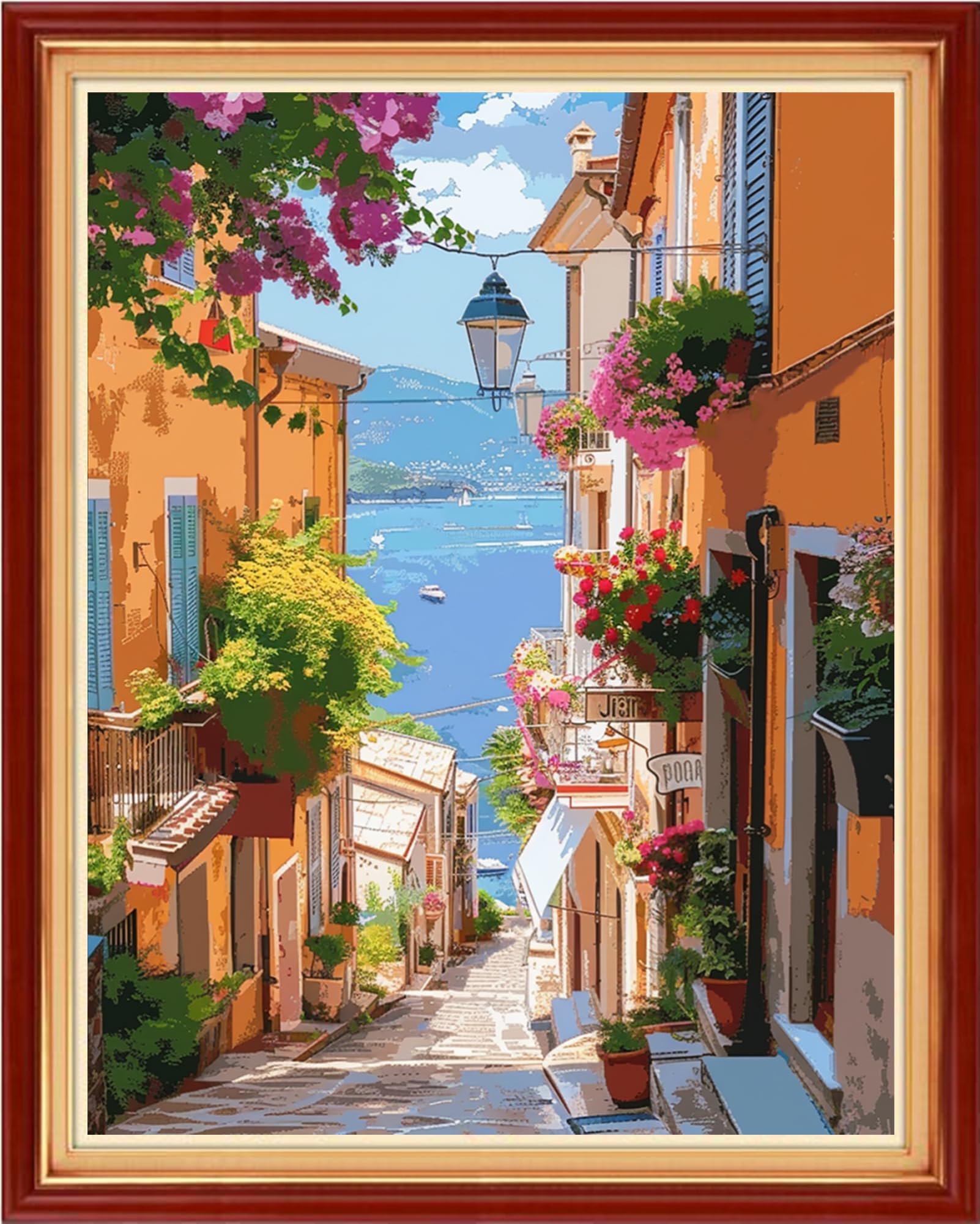 Artvxeay Stamped Cross Stitch Kits - Embroidery Kits for Beginners Cross Stitch Kits for Adults 11 CT Printed Patterns Needlepoint Kits- Seaside Street View 16x20 inch