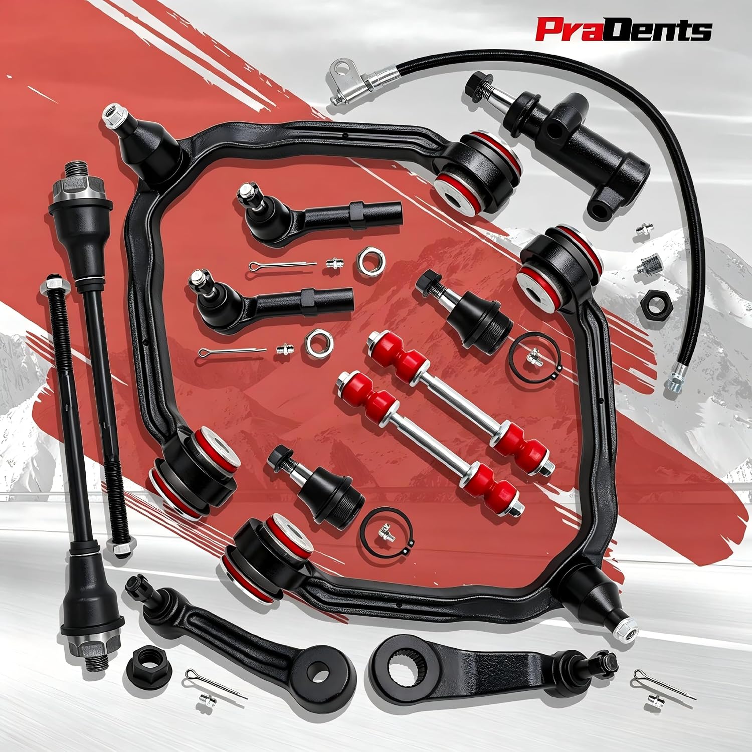 13pc 4WD Front End Suspension Upper Control Arm Kit with Polyurethane for Chevy Silverado GMC Sierra 1500, Suburban 1500 Tahoe Yukon/Yukon XL 1500, Avalanche 1500 Cadillac Escalade/Ext