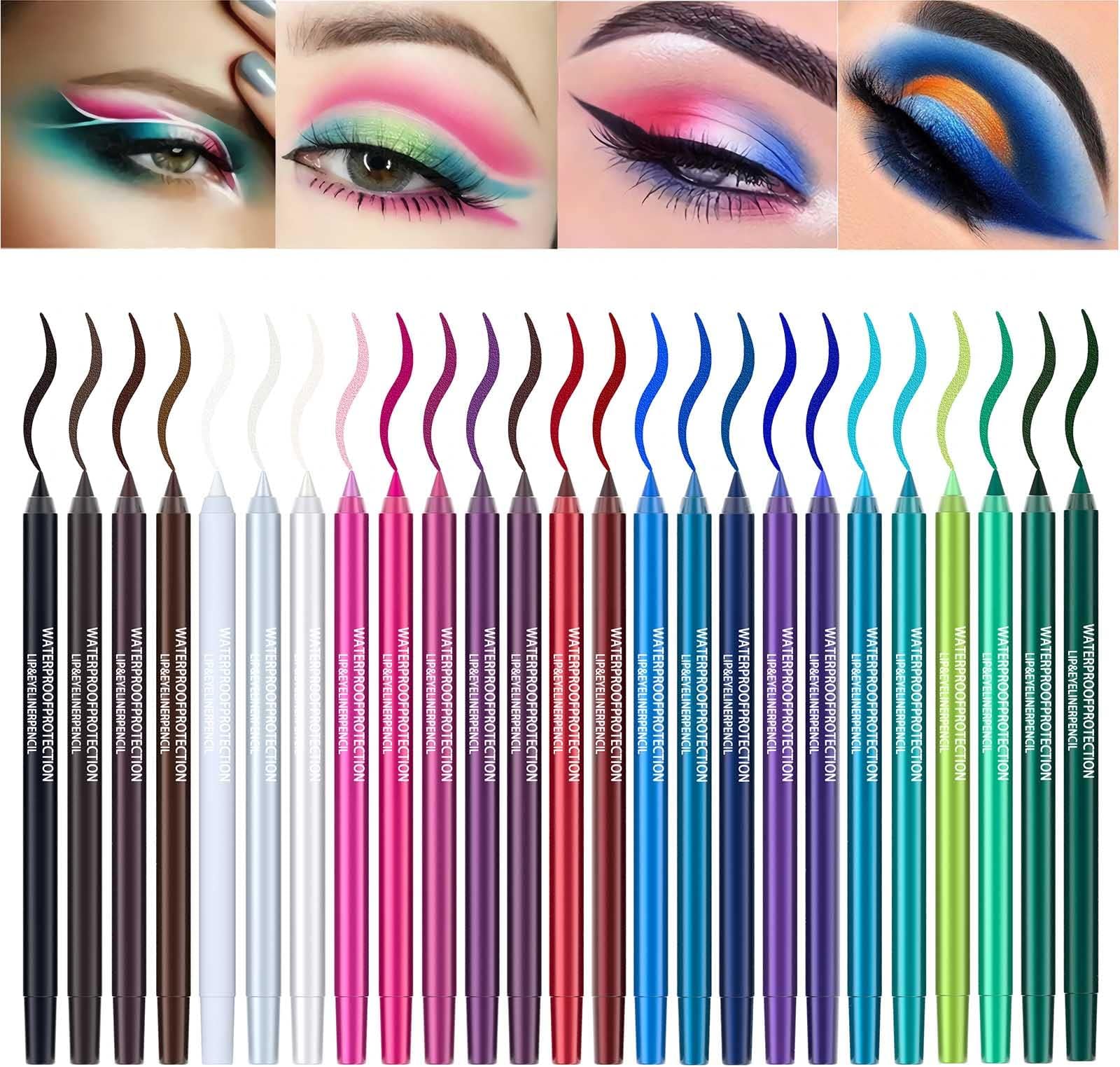 25 Color Eyeliner Pencil Set Colorful Pearl Eye Liner Metallic Glitter Colored Eyeliner Gel Eye Shadow Pen Kit Professional Eye Makeup Pencils Set
