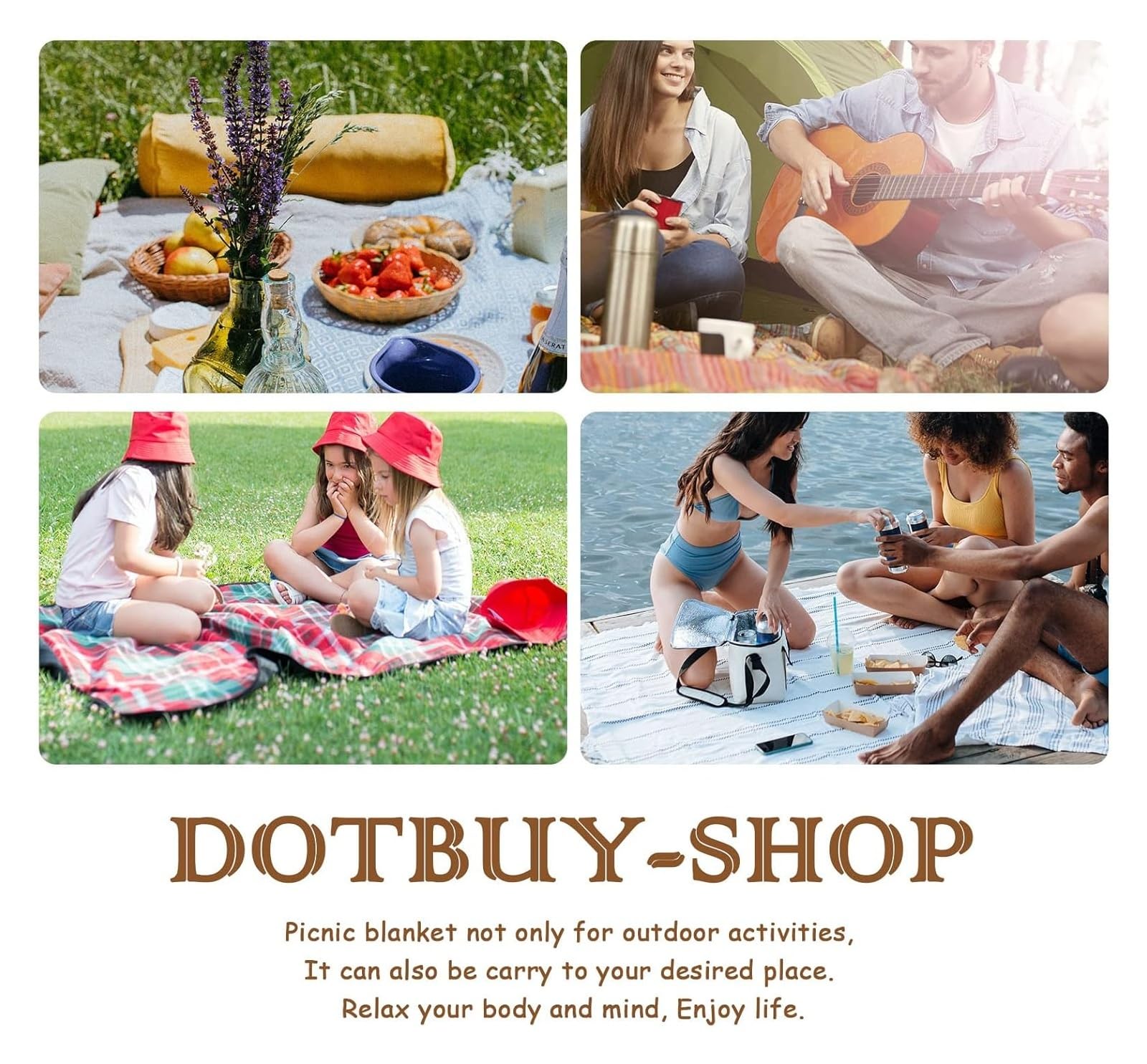 Koc piknikowy, koc piknikowy Boho, wodoodporny, odporny na piasek, duża mata piknikowa, dywaniki zewnętrzne, zmywalny, składany koc plażowy, mata plażowa na plażę, podróż, kemping, patio, ogród(Shape,