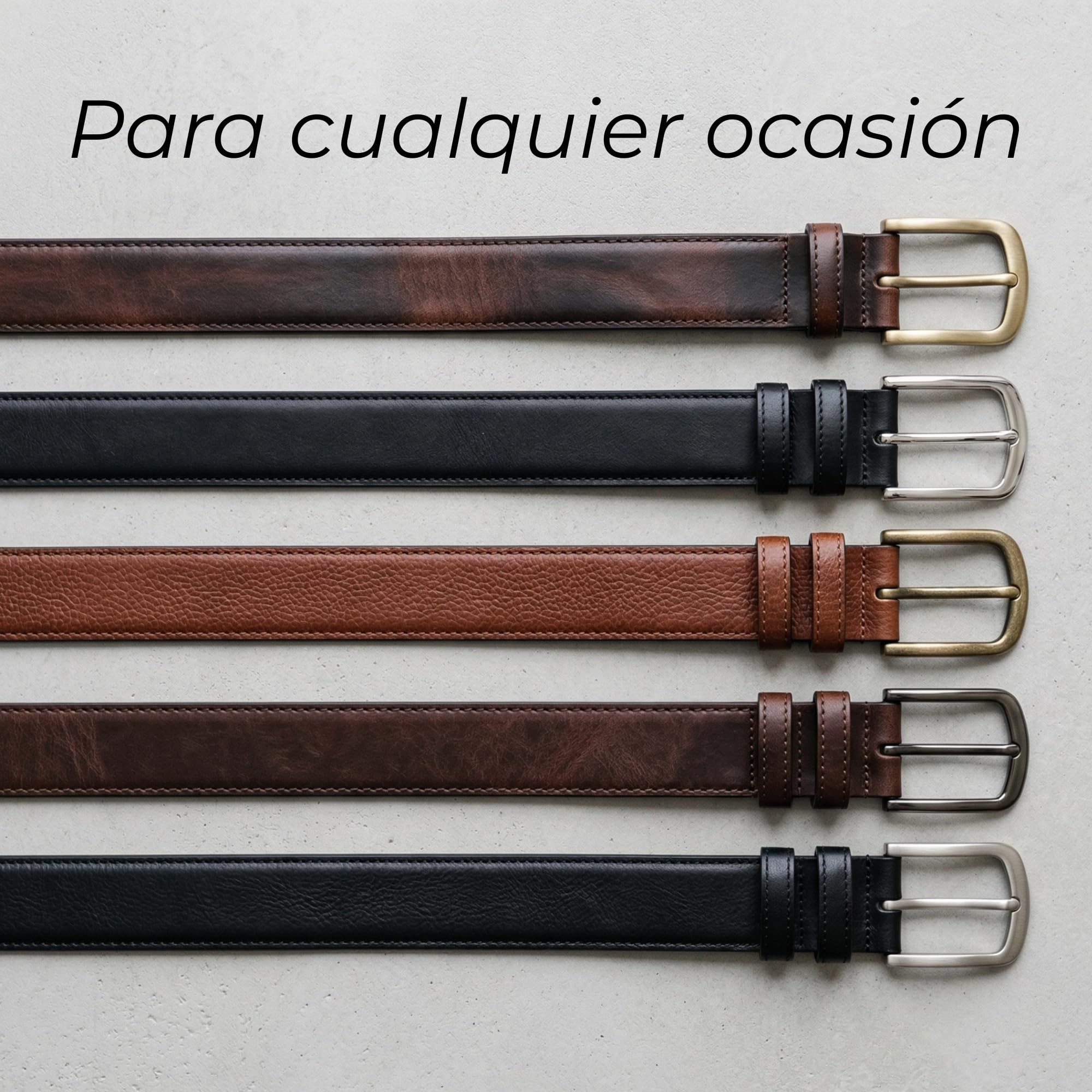 Cinturón Hombre Cuero Piel Reversible Hecho en España, Hebilla Metálica Elegante, Doble Cara Negro/Marino, Ajustable, Estilo Formal Casual para Traje, Oficina, Vaquero y Negocios
