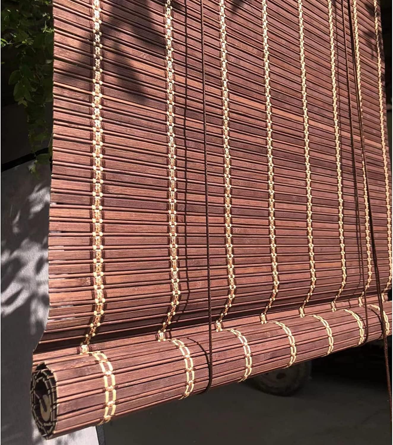 STRMAX 竹 すだれ,非透明竹ローラーブラインド、日焼け防止竹ロールアップブラインド、ロールアップブラインド、55-145cm幅