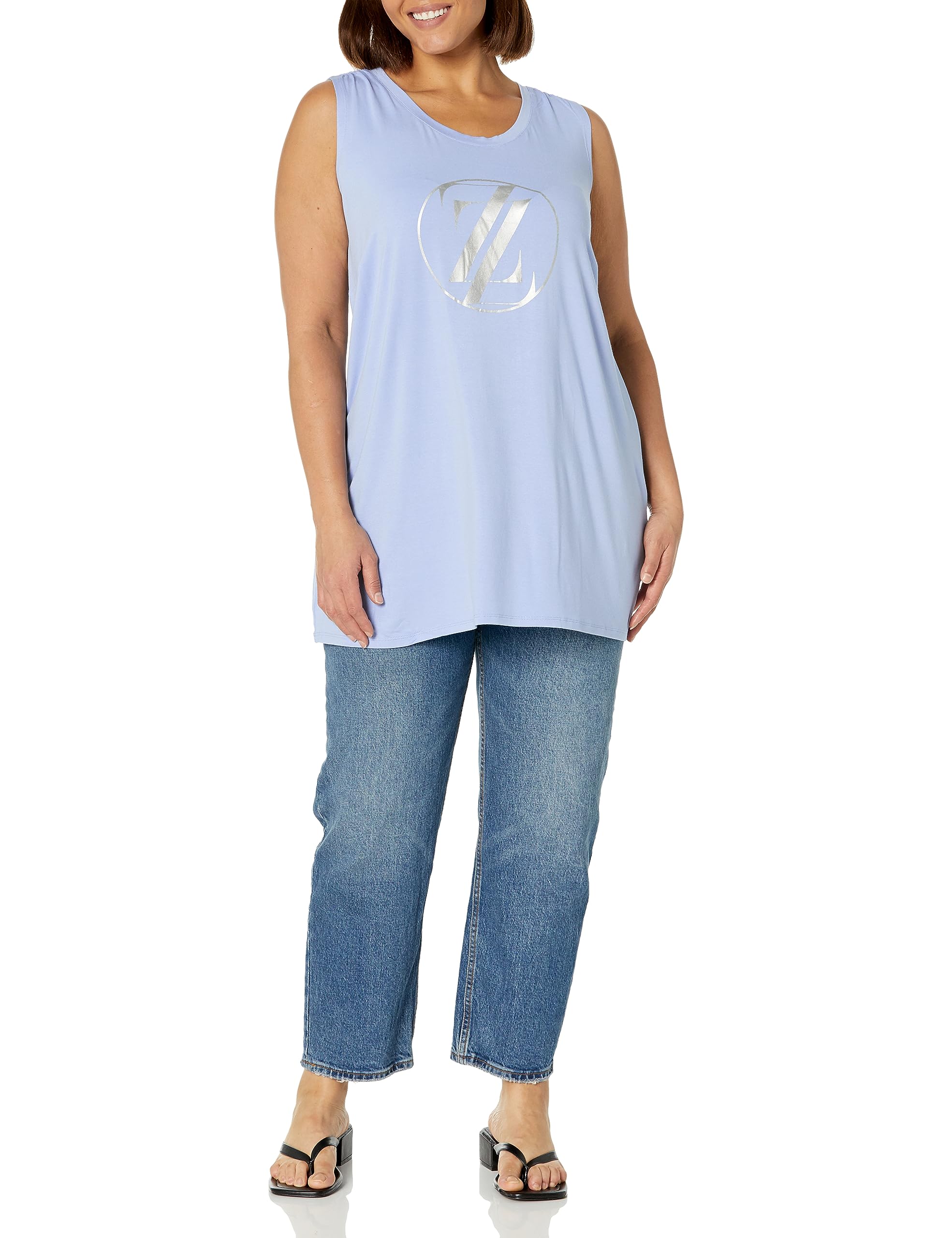 Photo 1 of 14-16 PLUS Powder blue Avenue Women's Plus Size Tunic Split Back 14-16 Plus Powder Blue