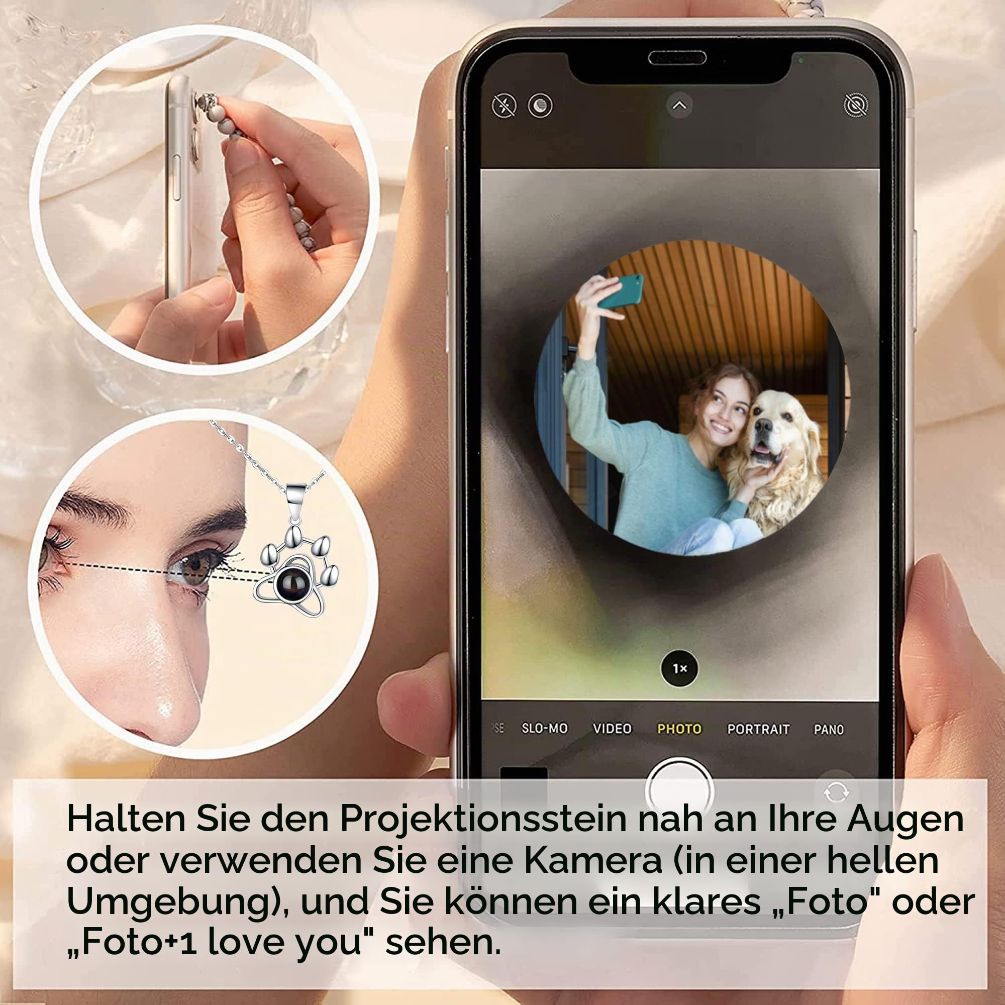 Sterling Silber Individuelle Foto Halskette – Personalisierte Katzen/Hundepfoten Halskette – Haustier Gedenkbild Schmuck – Geschenk Für Haustierliebhaber