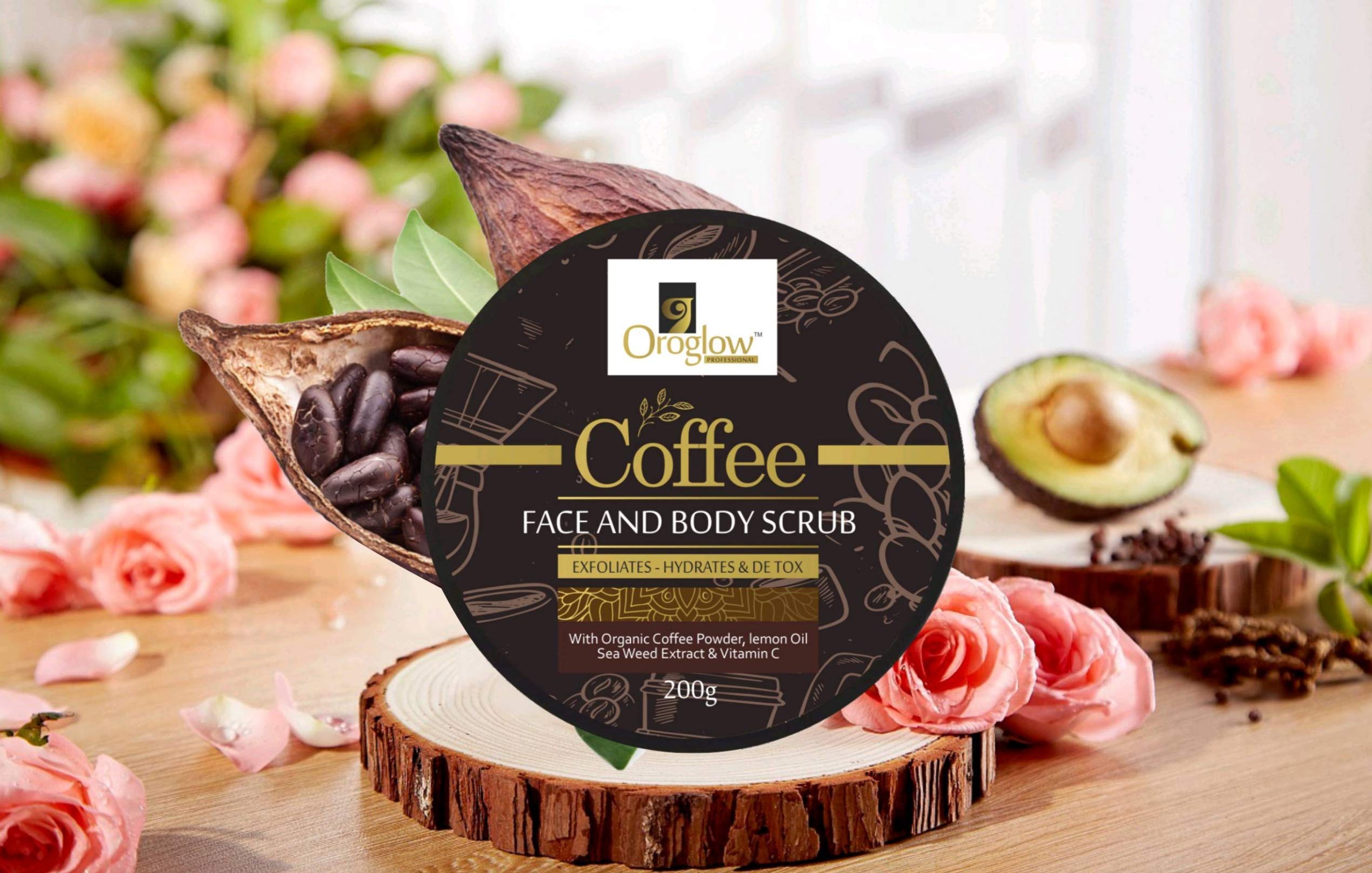 Oroglow Coffee Face and Body Scrub | Organic Coffee Body Scrub | Lemon Oil | Sea Weed Extract |Vitamin C | 200g-image-7