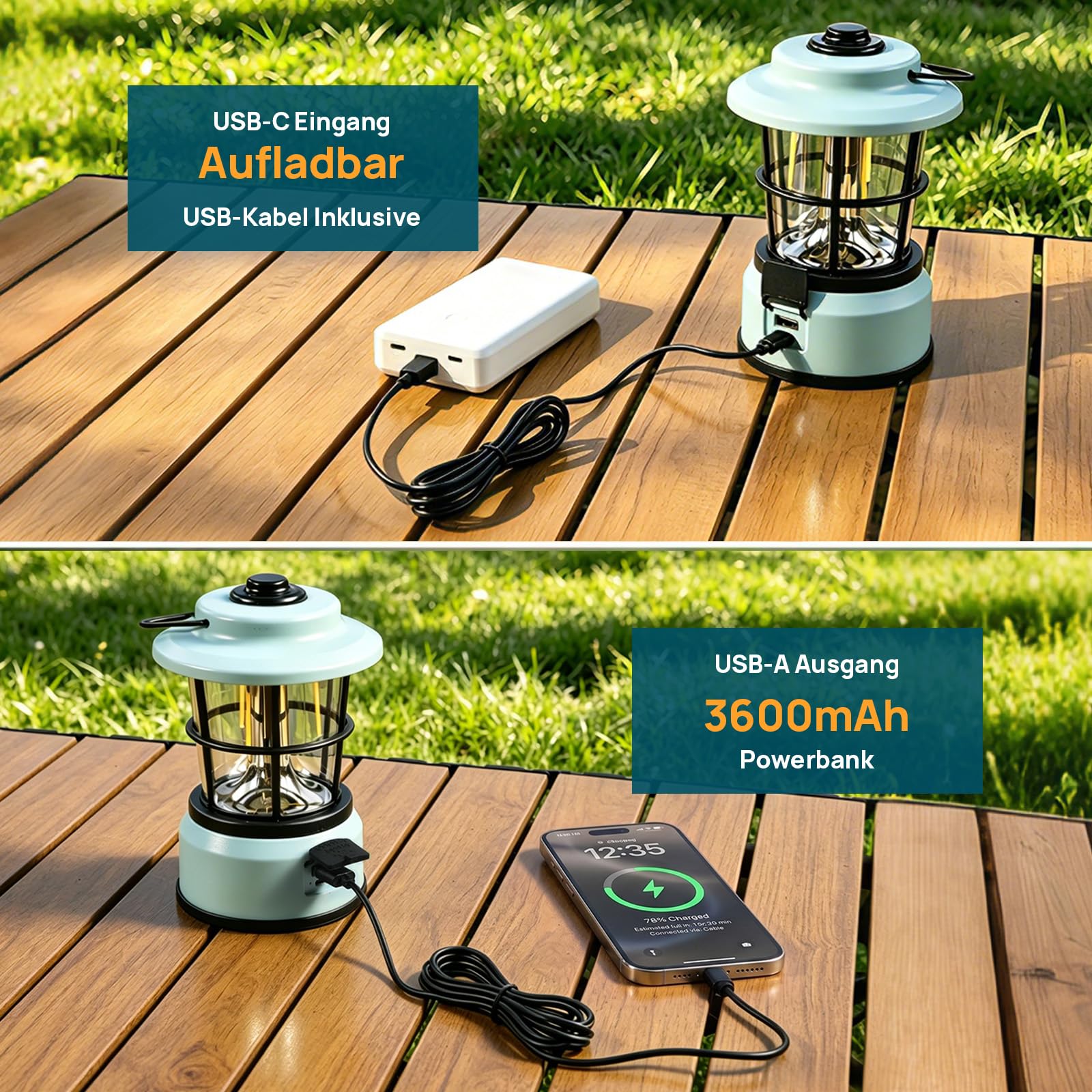 Linkind LED Campinglampe USB C Wiederaufladbare Camping Laterne Kalt&Warm 2-Farbe Zeltlampe Eingebaute 3600mAh Akku Notfallleuchte für Camp, Wandern, Stromausfall, Notfall 2 Stück