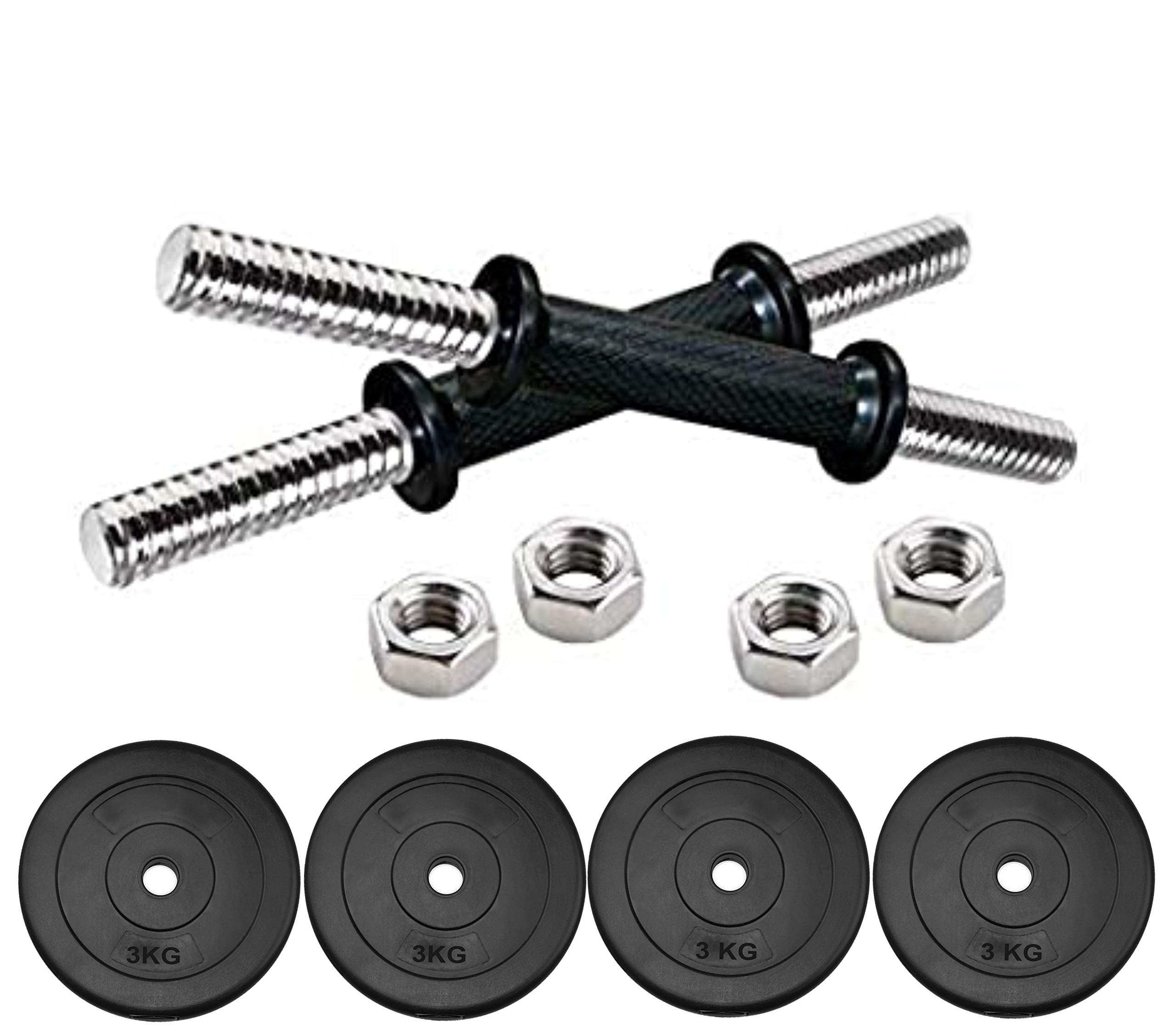 Black Combo PVC Iron Dumbbell Gym Fitness Set for Home with Gym Accessories - 12 kg (B08CTDBFH3) Amazon Price History, Amazon Price Tracker
