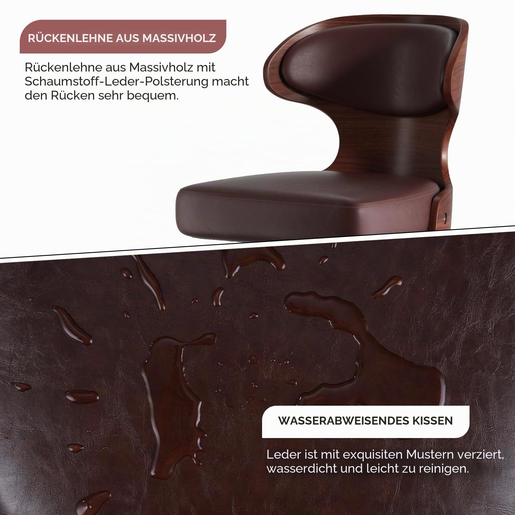 Hawthyhome Barhocker 2er Set mit Nussbaumholz Barstuhl Braun