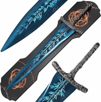 Dark Moon Greatsword Elden Rings Merch Full Metal 48" Cosplay Knight Weapons Moonlight Swords for Adults Blue