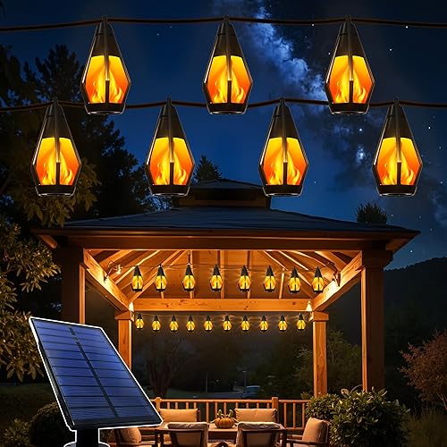 Create A Cozy Backyard Corner In One Weekend No Contractor Needed 9 Solar String Lights Outdoor, 42Ft Patio Lights with 15 Flickering