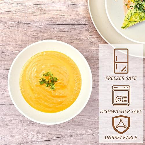 Miniatura 6 de Juego de vajilla de paja de trigo reutilizable de 36 piezas, vajilla irrompible, juego de platos y cuencos, utensilios de cocina duraderos para el