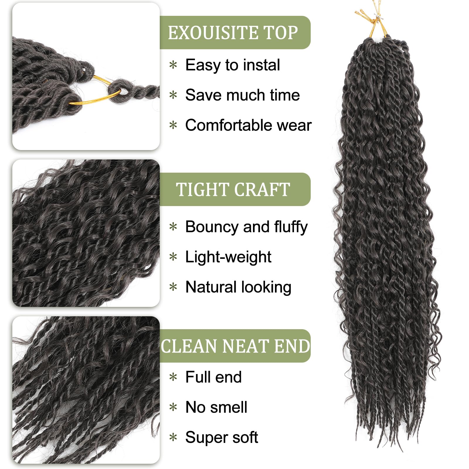 Boho Senegalese Twist Crochet Hair 8 Packs Pre Looped Goddess Island Passion Twist Crochet Braids Hair Extensions for Black Women (4# - Image 3